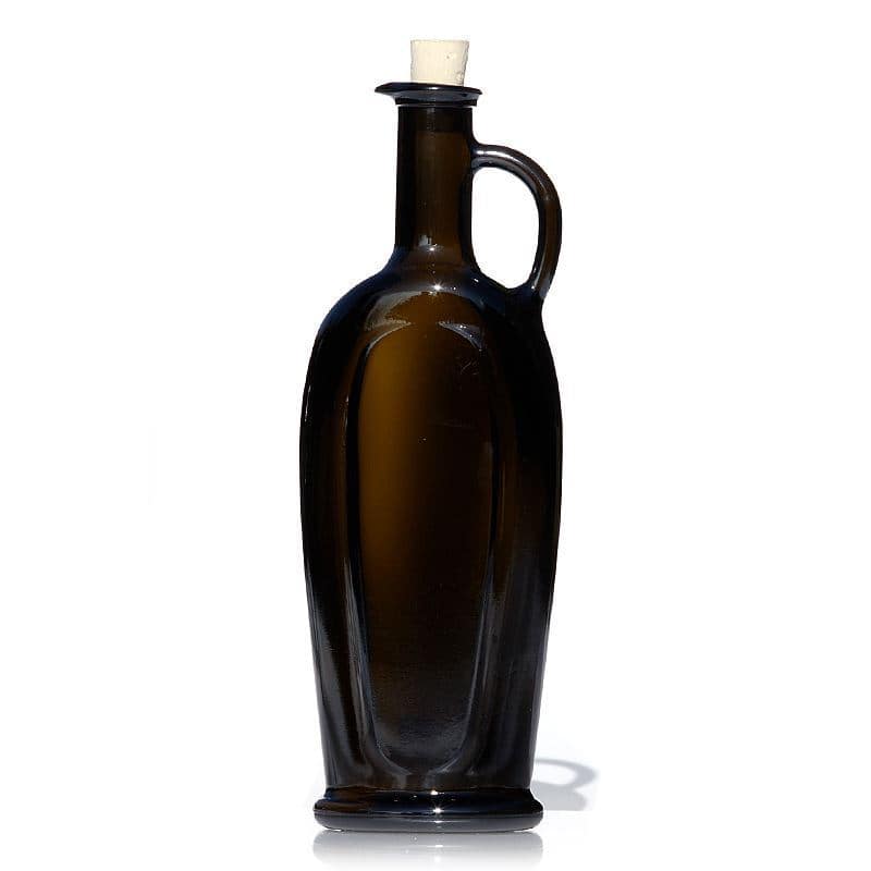 500 ml butelka szklana 'Eleganta', owalna, kolor zielony antyczny, zamknięcie: korek