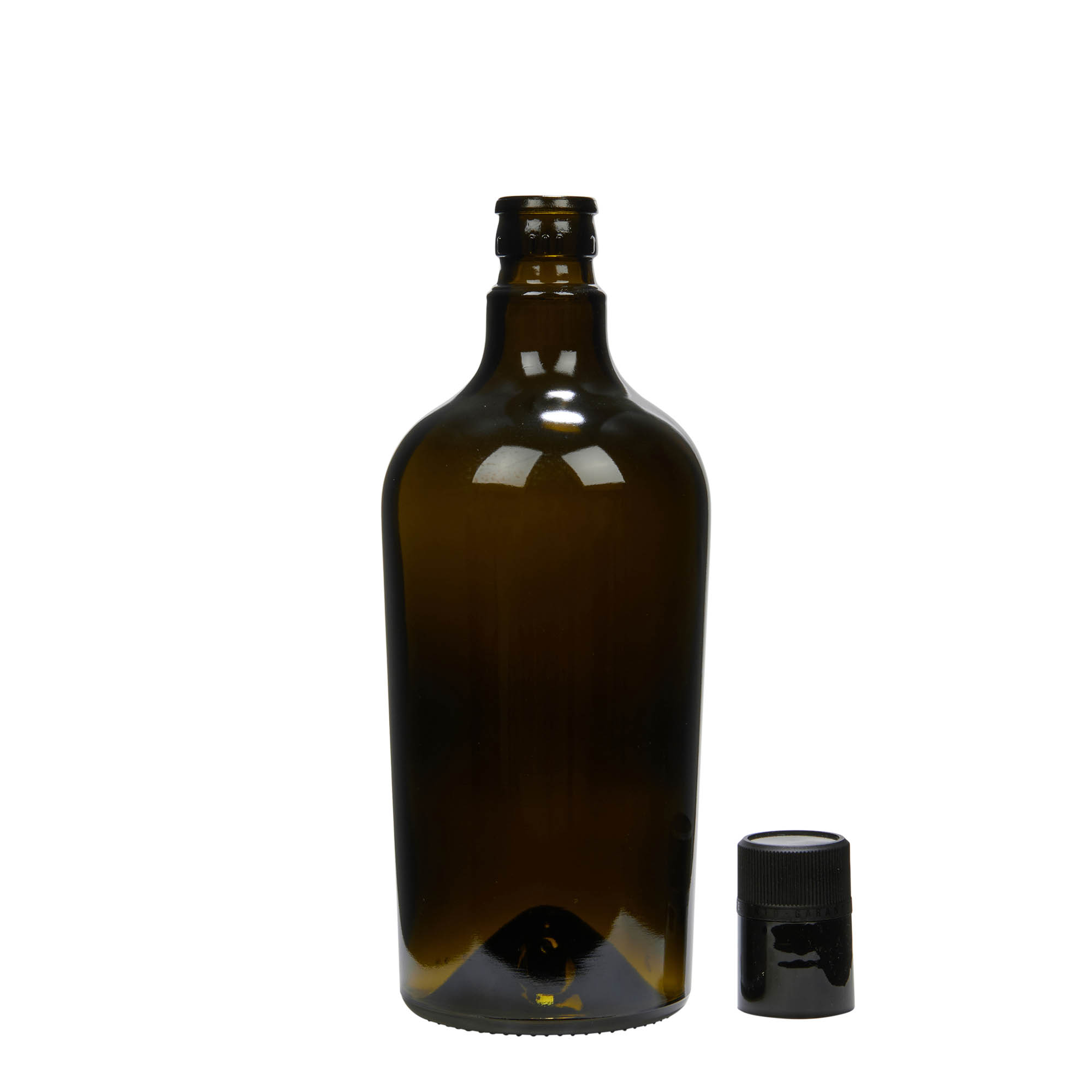 750 ml butelka na ocet/olej 'Oleum', szkło, antyczny zielony, szyjka: DOP