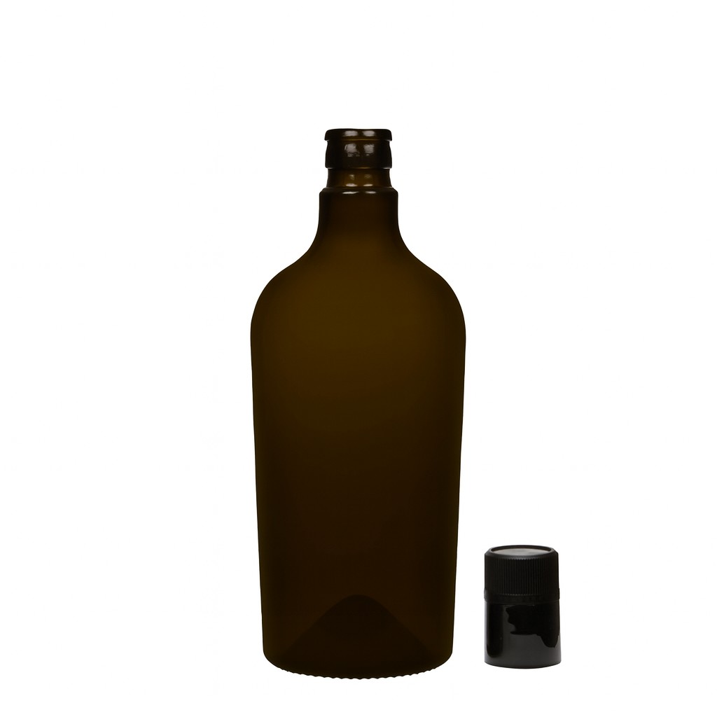 750 ml butelka na ocet/olej 'Oleum', szkło, antyczny zielony, szyjka: DOP