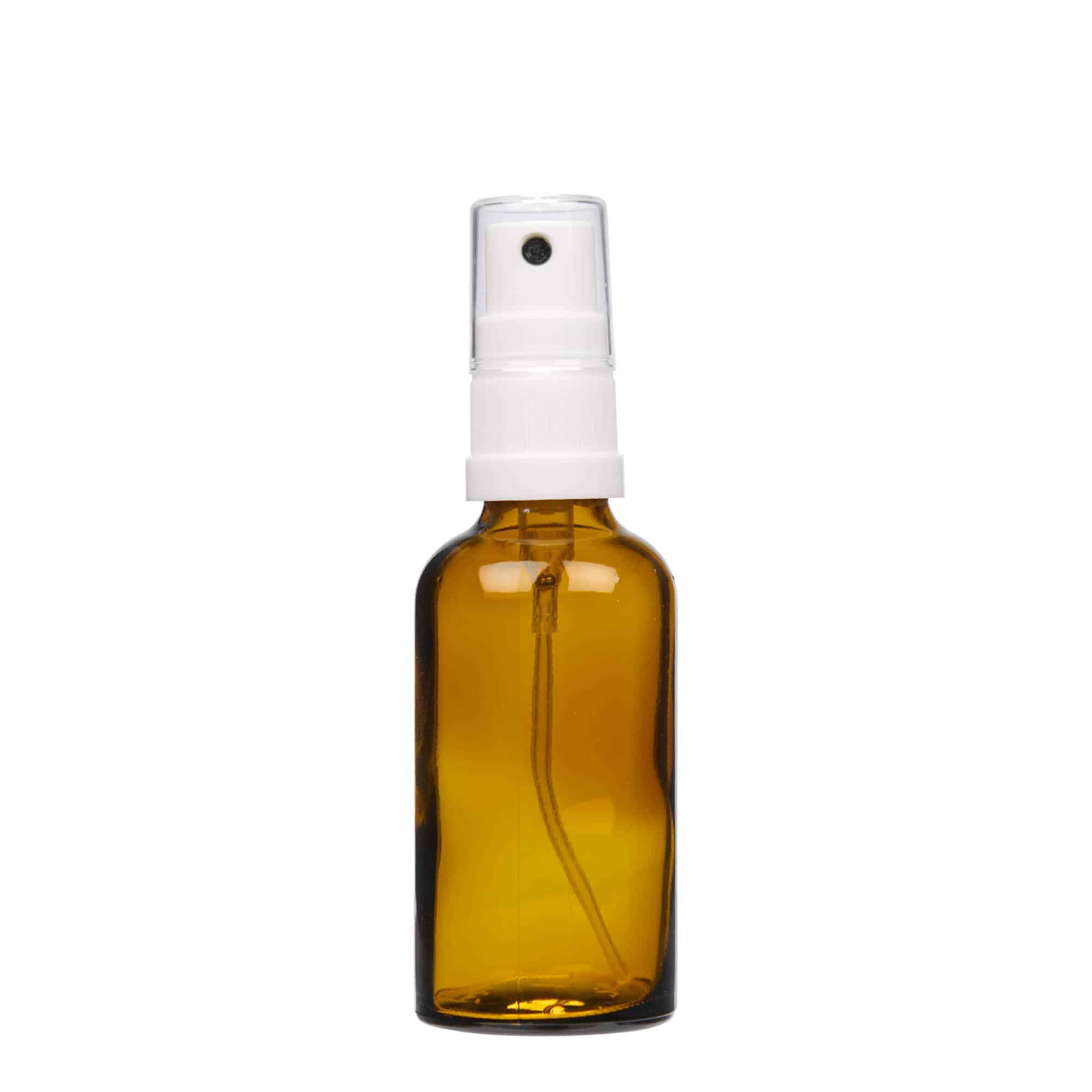 50 ml butelka z rozpylaczem, medyczna, szklana, brązowa, gwint: DIN 18