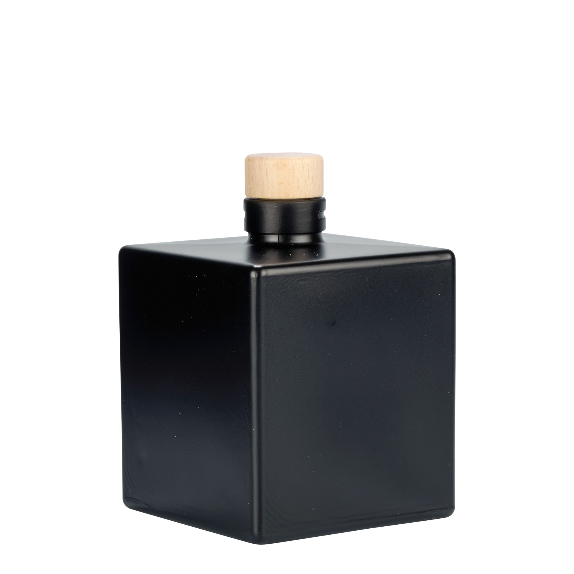 500 ml butelka szklana „Cube”, kwadratowa, czarna, otwór: korek