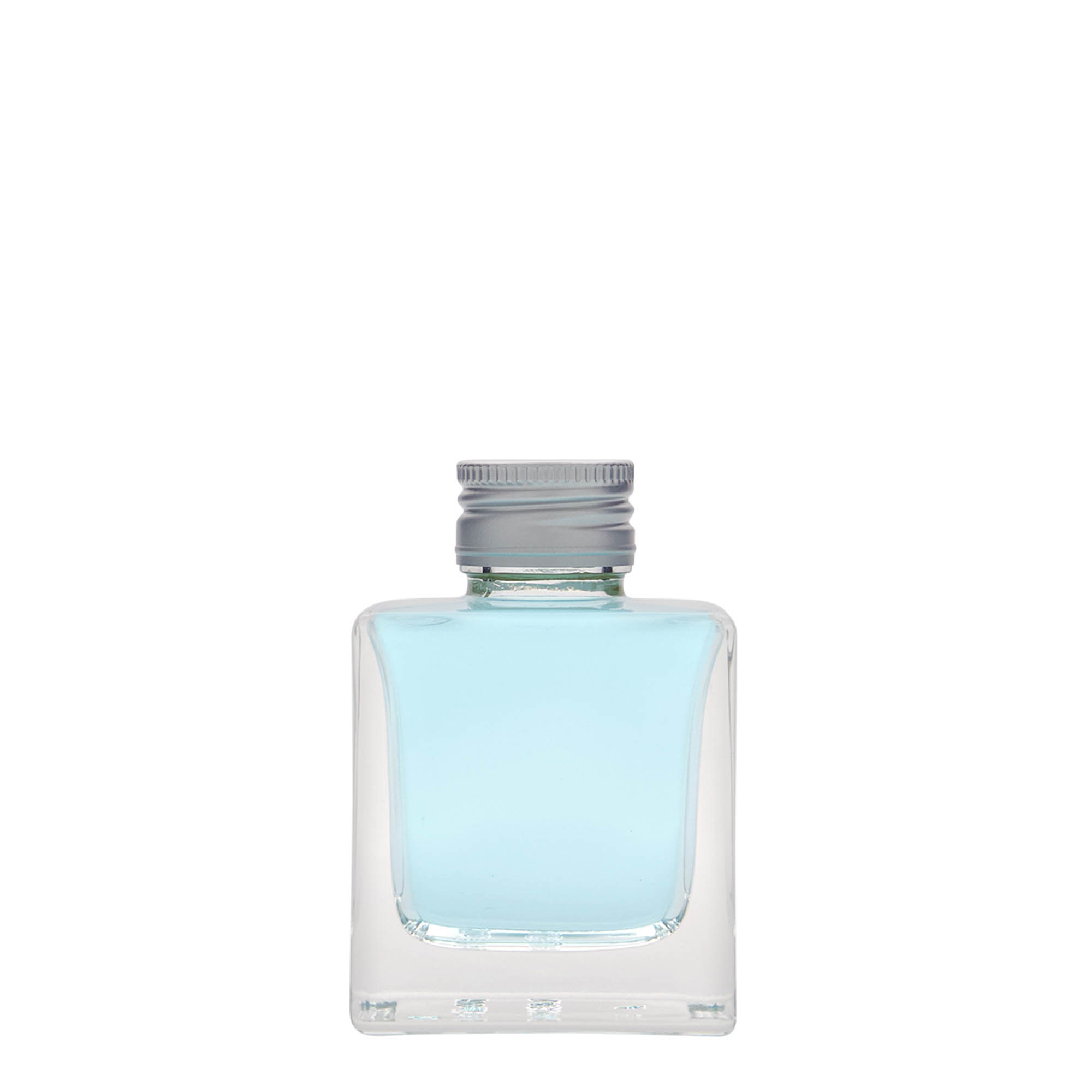 100 ml butelka szklana „Cube”, kwadratowa, gwint: PP 28