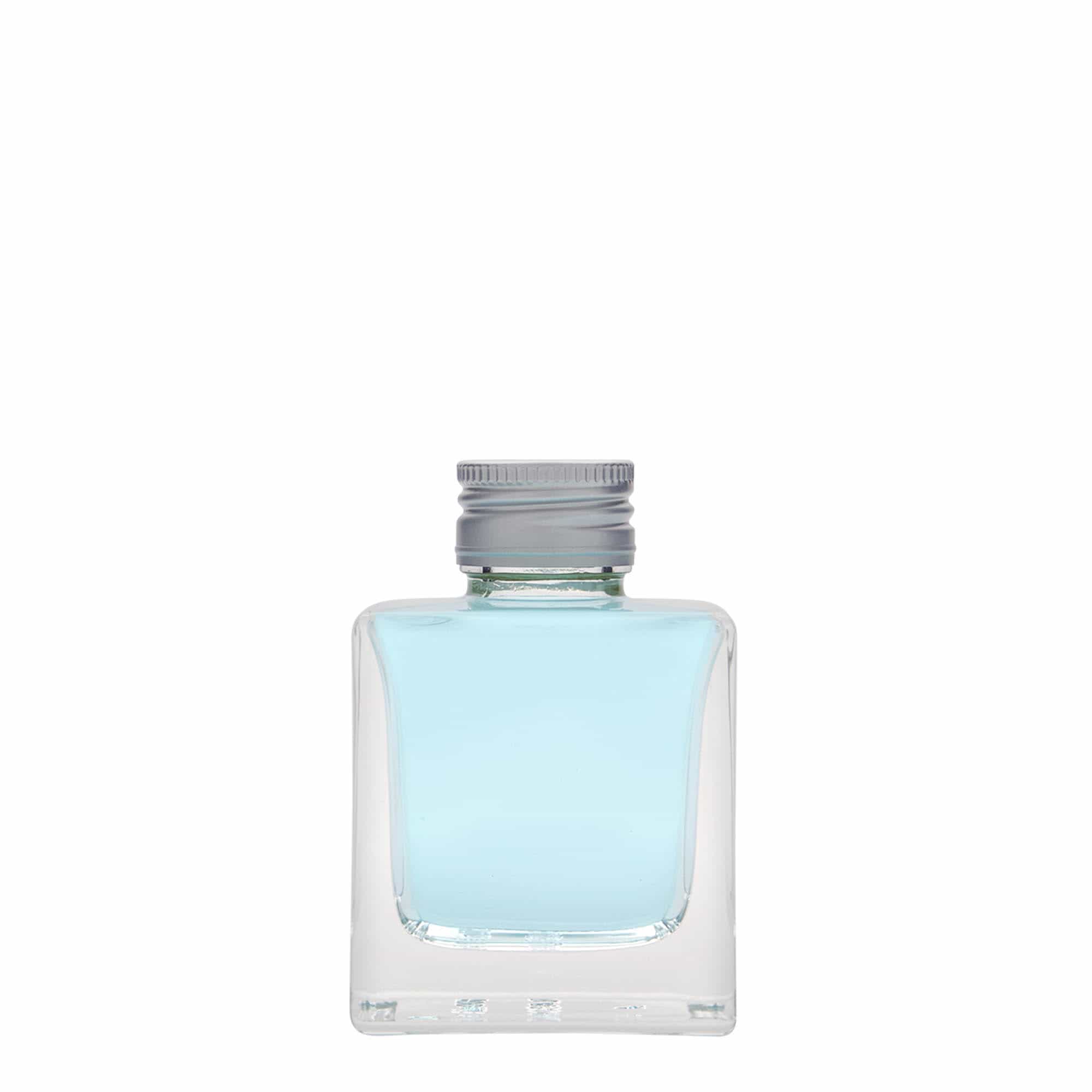 100 ml butelka szklana „Cube”, kwadratowa, gwint: PP 28