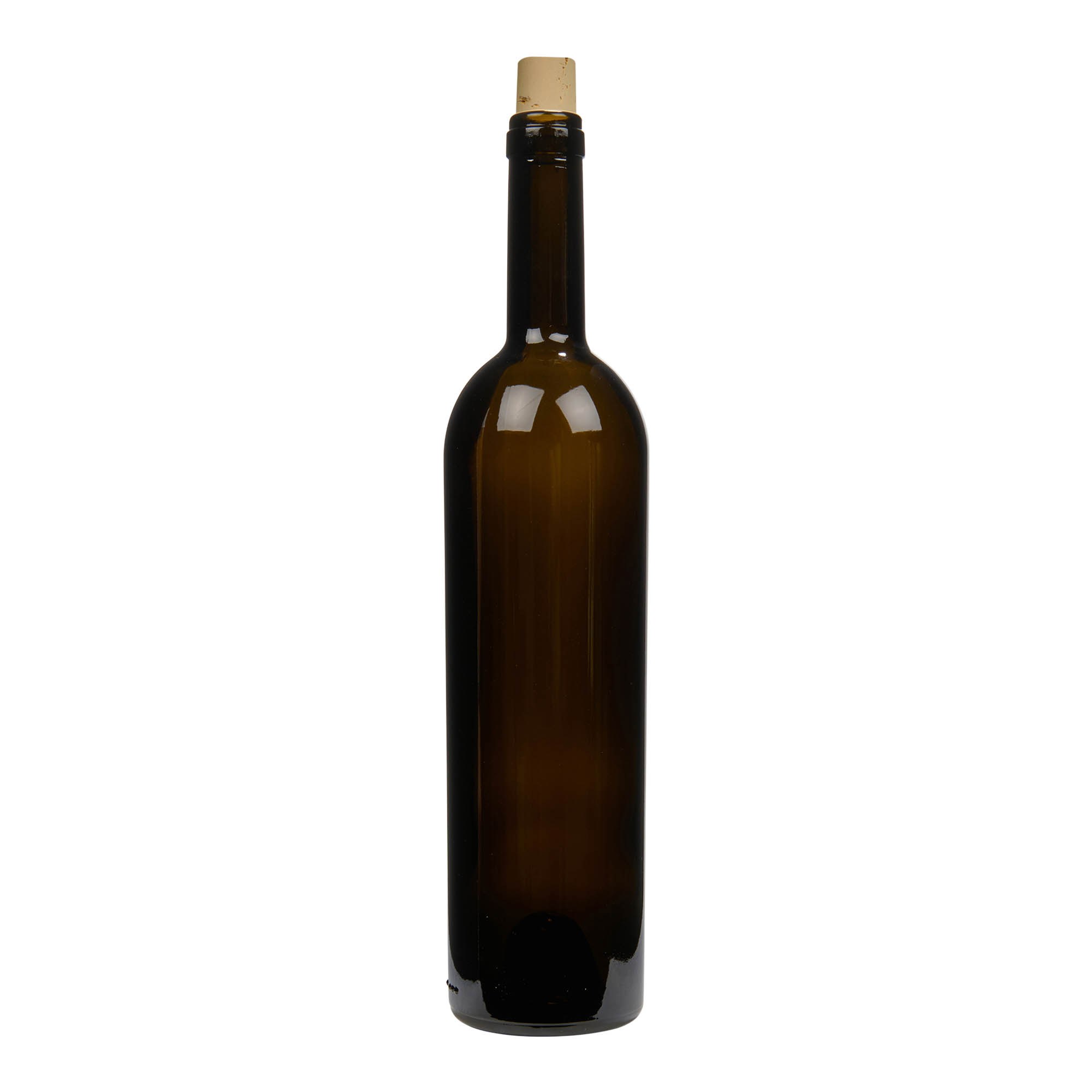 750 ml butelka na wino 'Liberty', antyczna zieleń, korek w szyjce