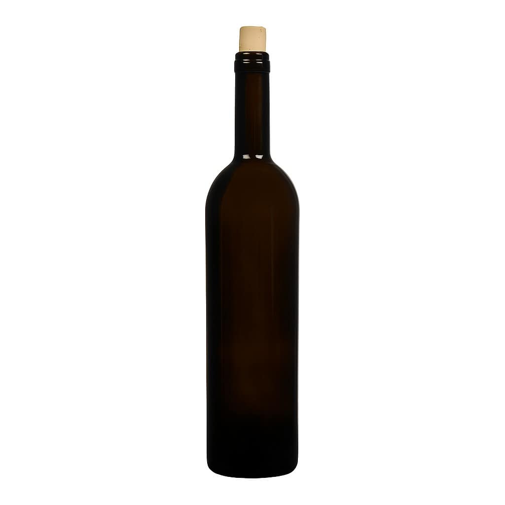 750 ml butelka na wino 'Liberty', antyczna zieleń, korek w szyjce