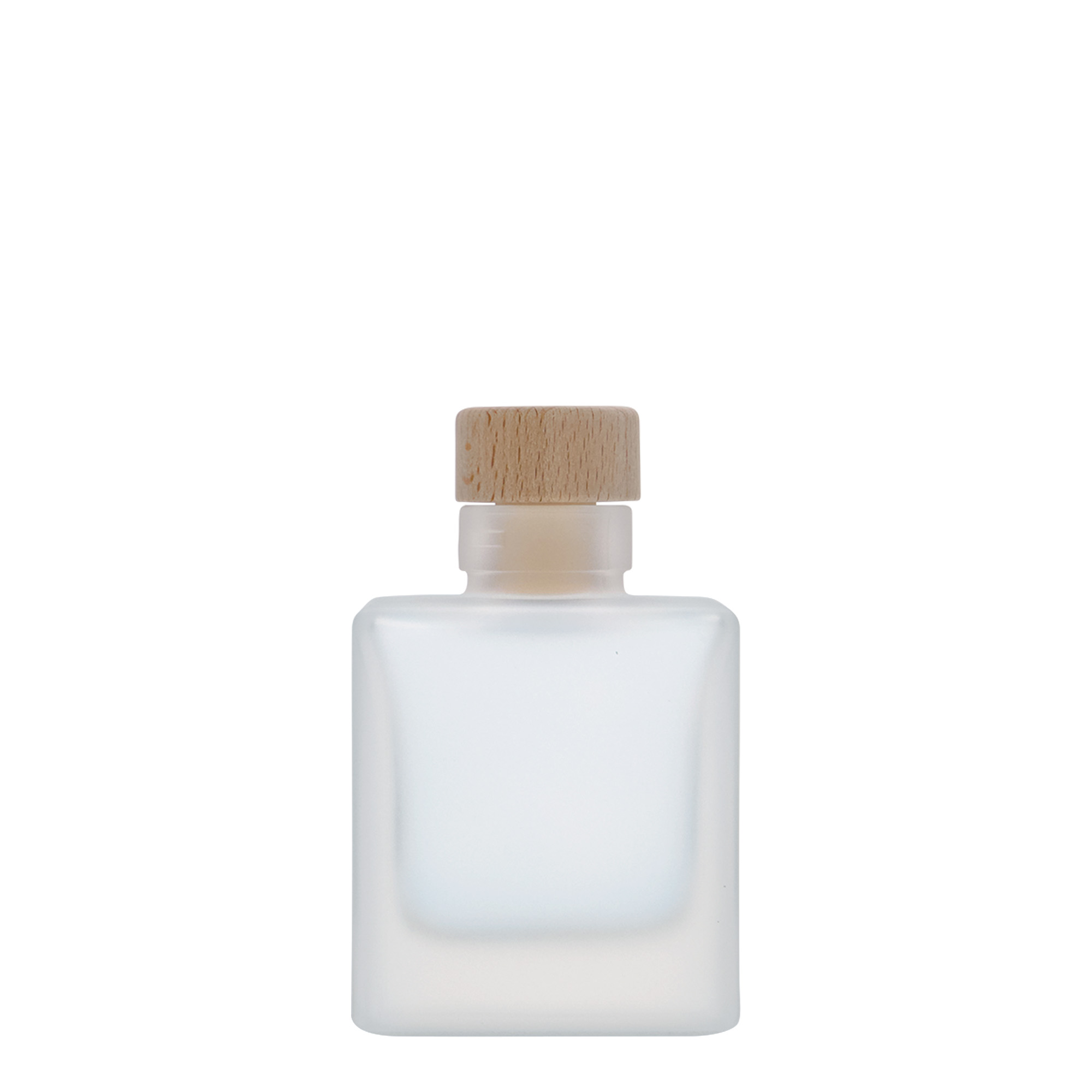 100 ml szklana butelka „Cube”, kwadratowa, matowa, szyjka: korek 100 ml szklana butelka „Cube”, kwadratowa, matowa, szyjka: korek