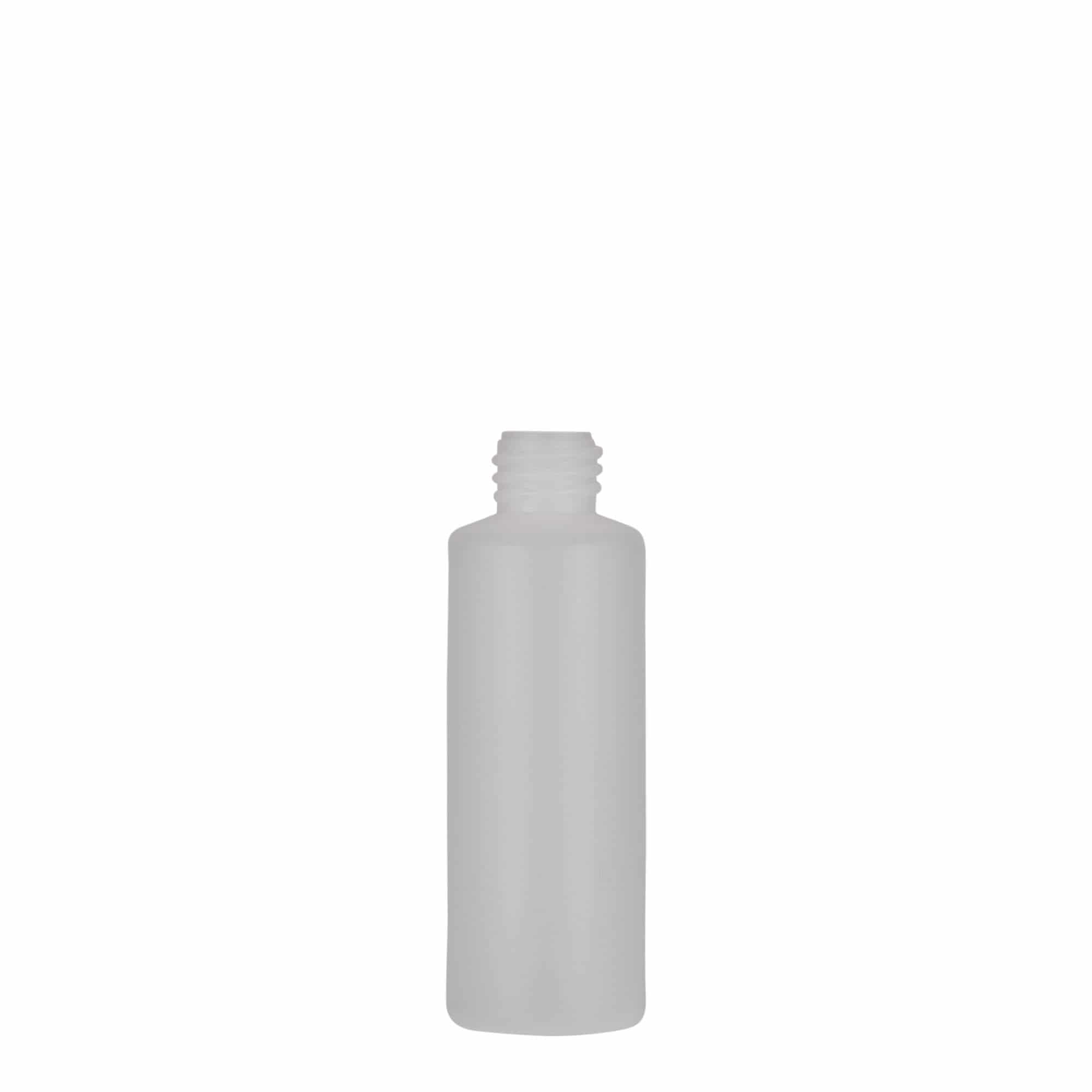 50 ml butelka okrągła, tworzywo sztuczne PE, naturalna, szyjka: zakrętka