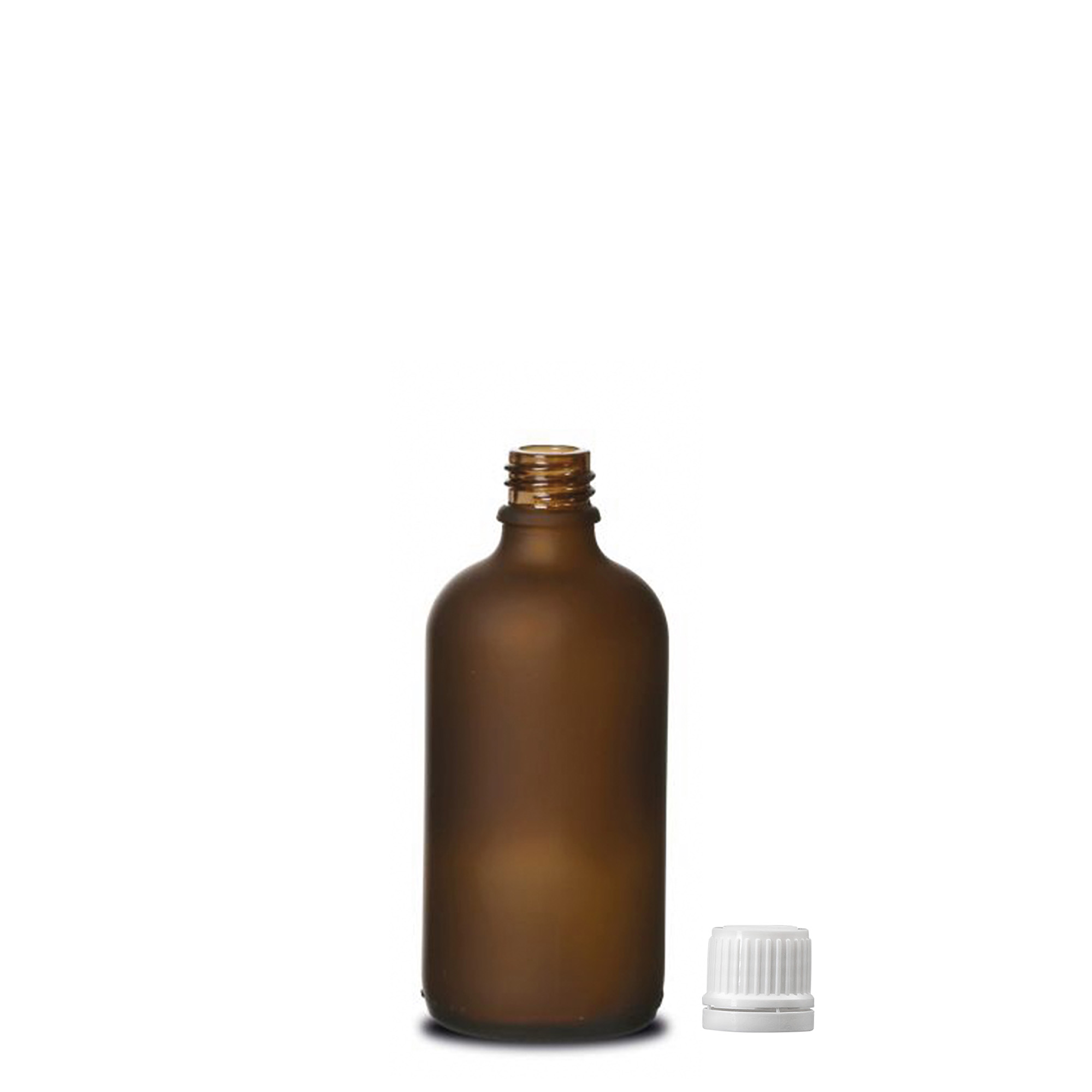 100 ml butelka medyczna, szkło, brązowe matowe, gwint: DIN 18