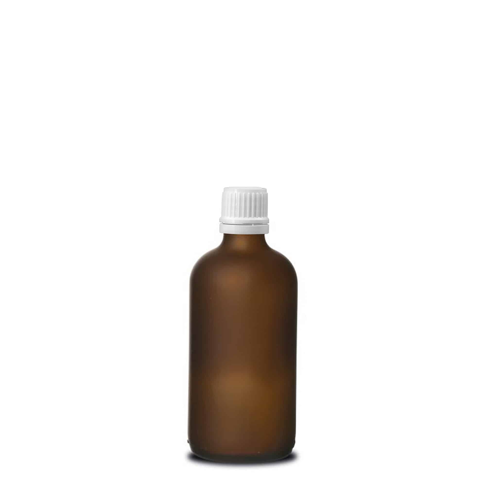 100 ml butelka medyczna, szkło, brązowe matowe, gwint: DIN 18