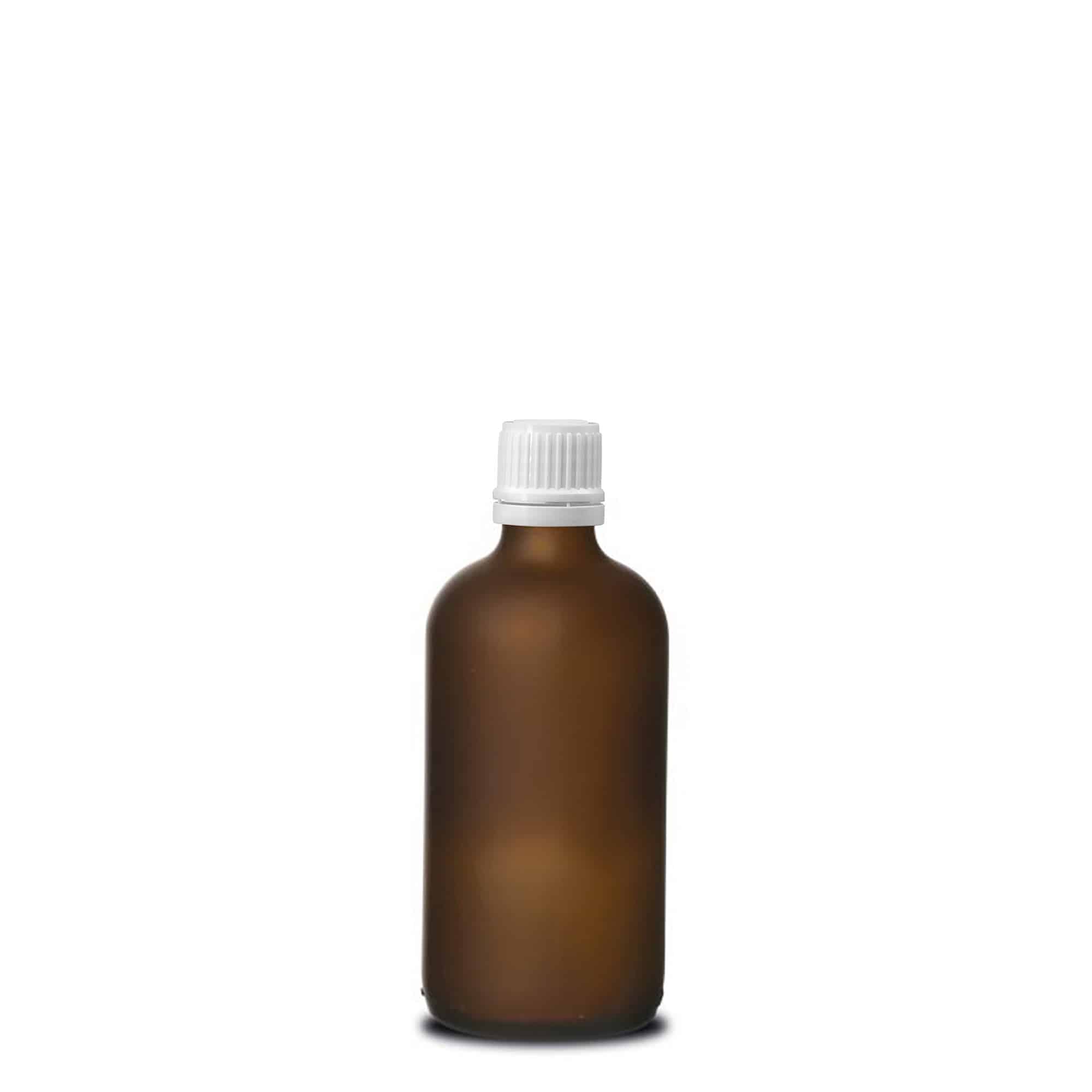 100 ml butelka medyczna, szkło, brązowe matowe, gwint: DIN 18