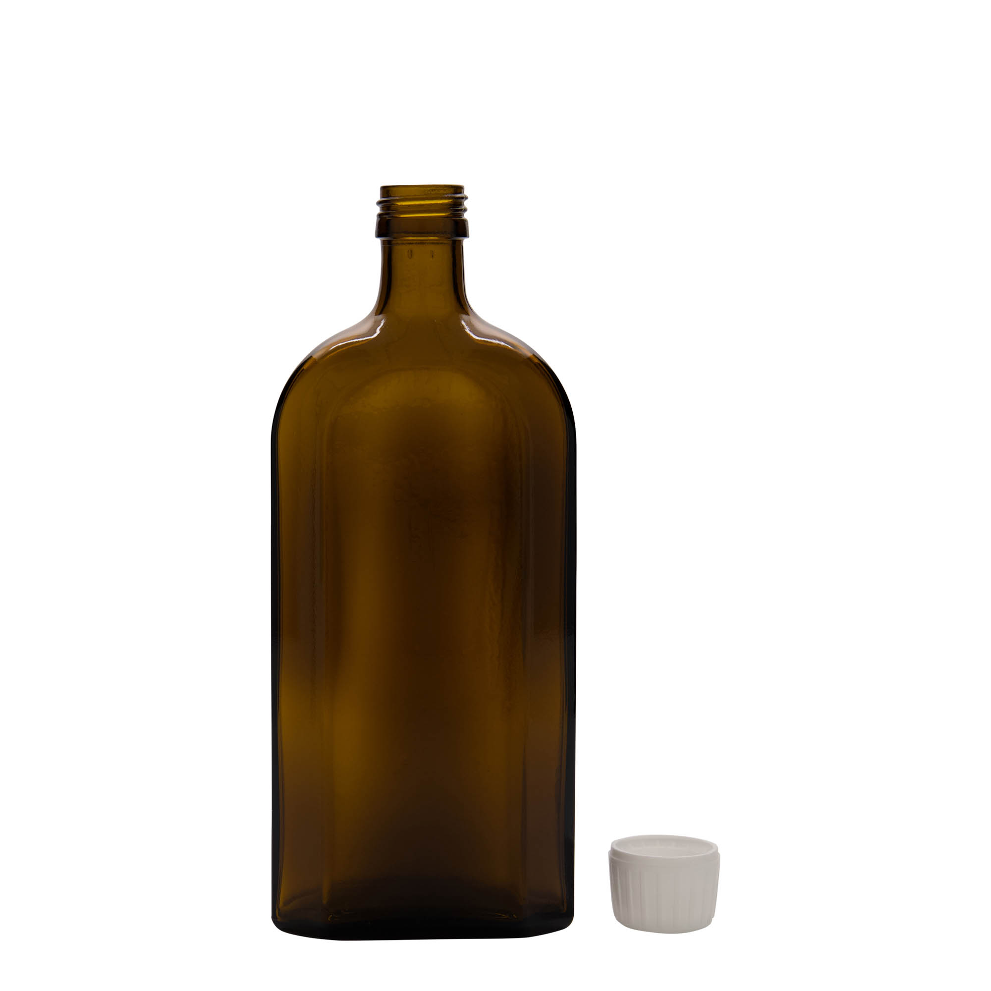 500 ml butelka medyczna Meplat, owalna, szkło, brązowa, gwint: PP 28