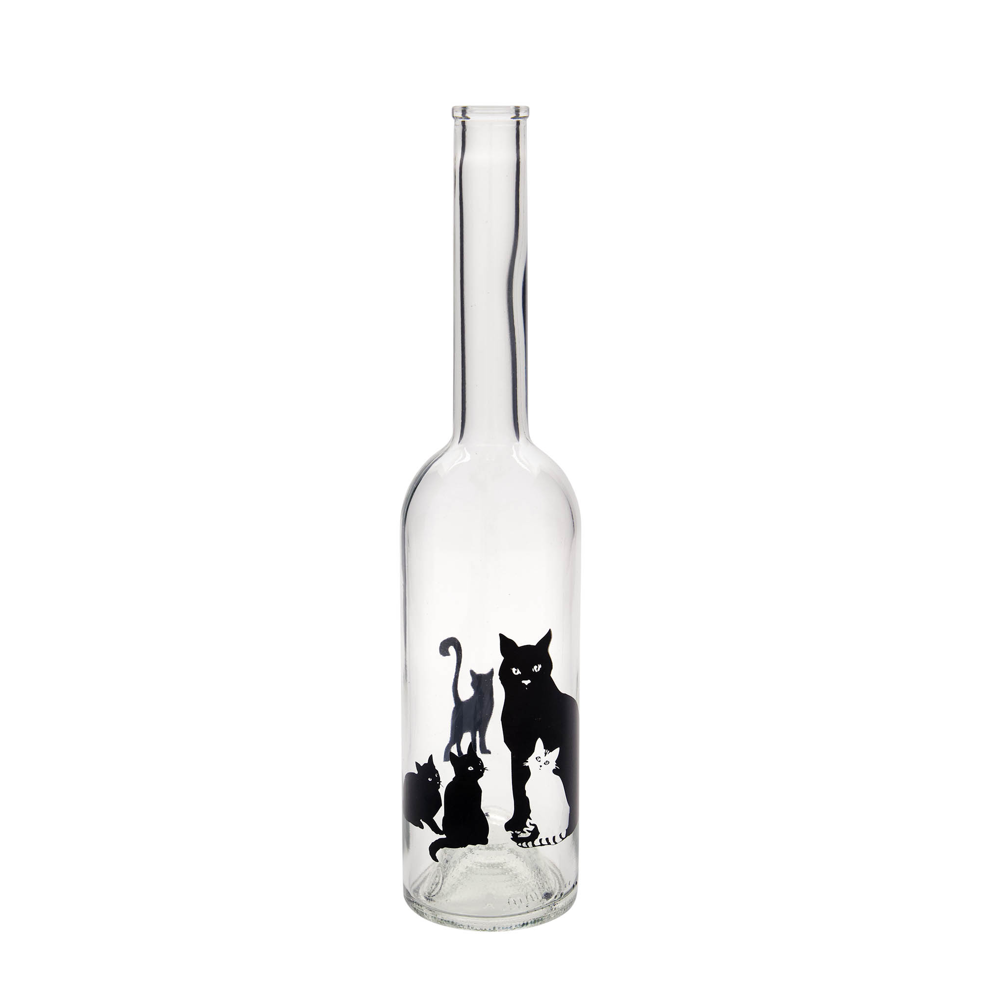 500 ml butelka szklana 'Opera', motyw: koty, szyjka: korek 500 ml butelka szklana 'Opera', motyw: koty, szyjka: korek