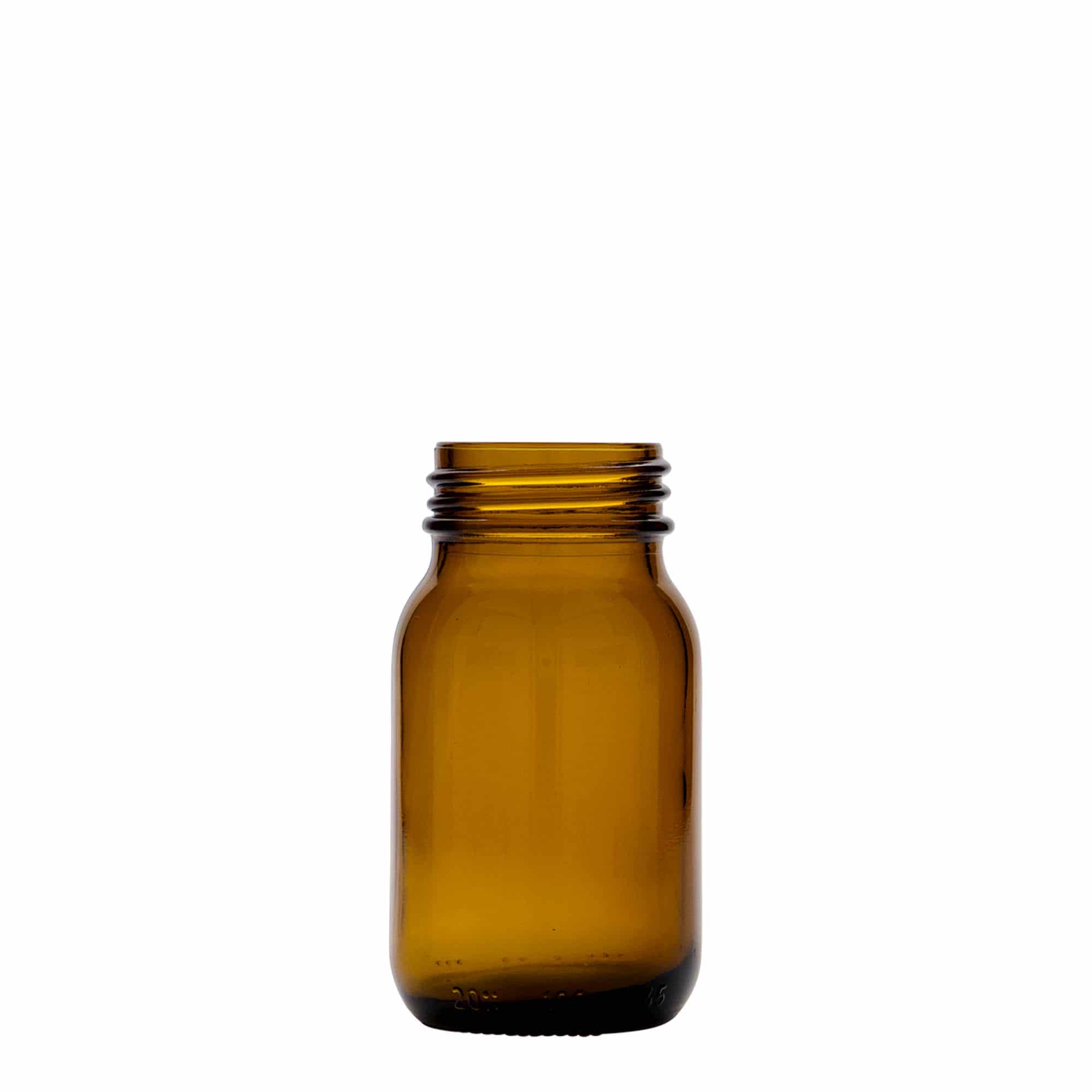 100 ml słoik z szerokim otworem, kolor brązowy, zamknięcie: DIN 40 100 ml słoik z szerokim otworem, kolor brązowy, zamknięcie: DIN 40