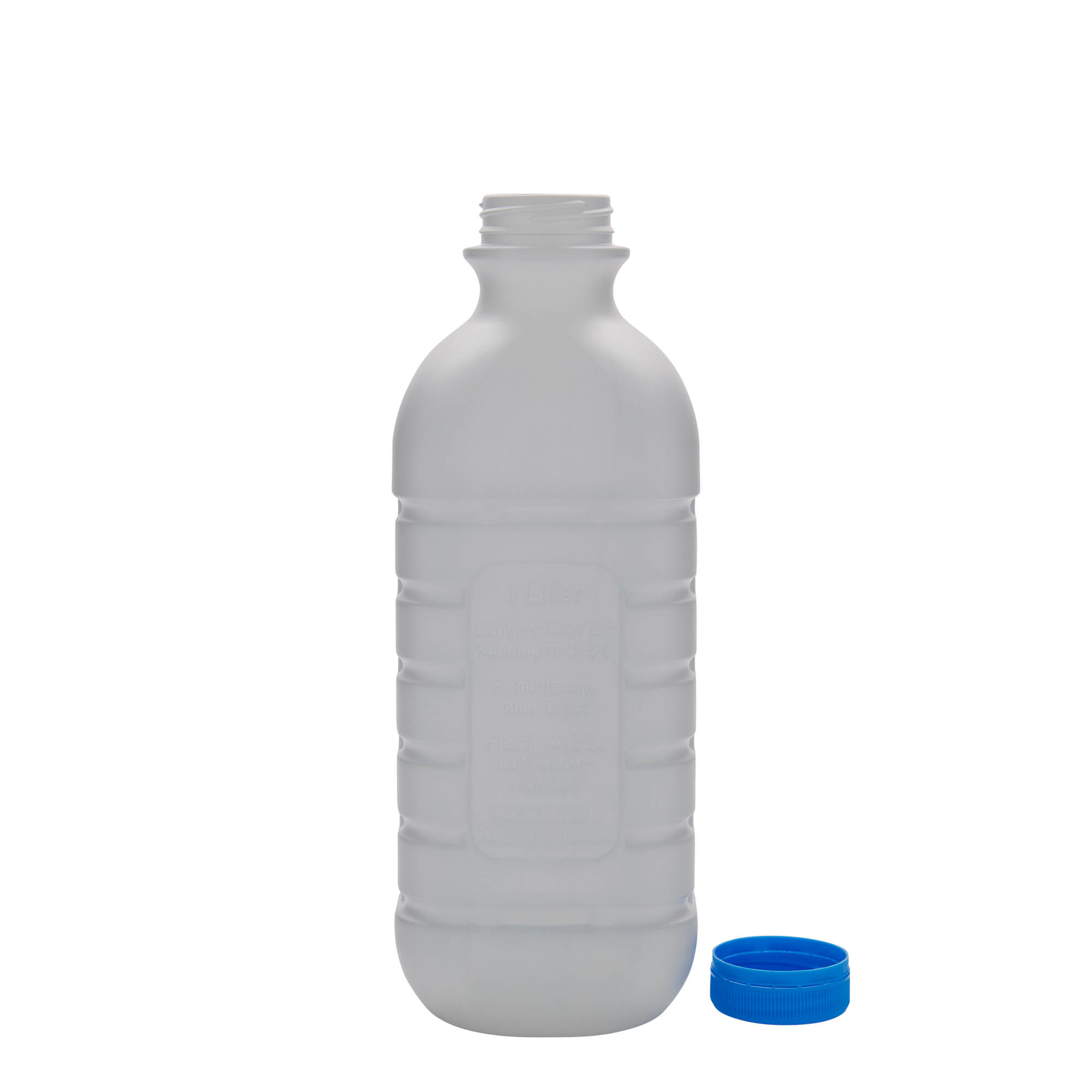1.000 ml butelka na mleko, prostokątna, tworzywo HDPE, biała, wylot: PEHD40 1.000 ml butelka na mleko, prostokątna, tworzywo HDPE, biała, wylot: PEHD40