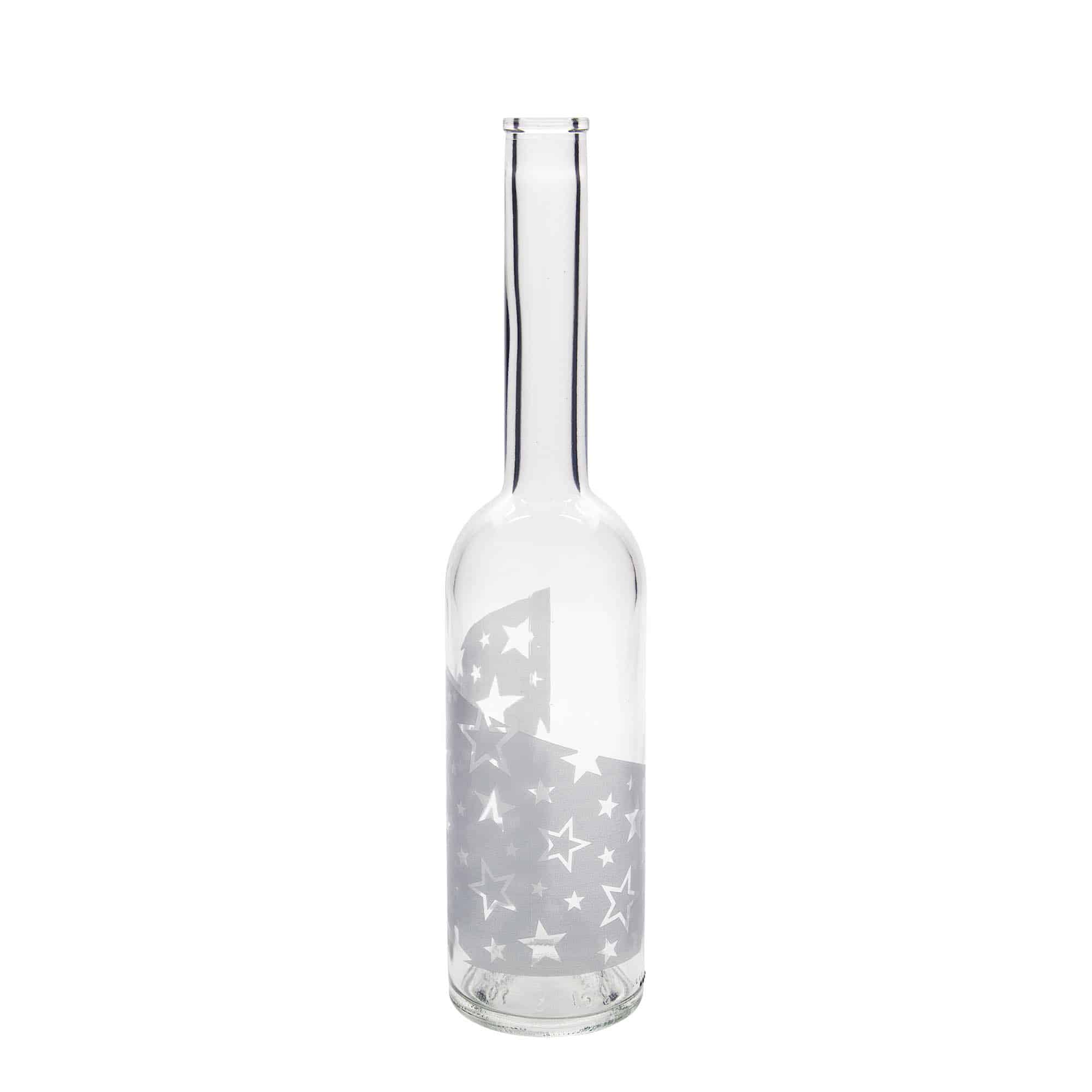 500 ml butelka szklana 'Opera', wzór: srebrne gwiazdy, zamknięcie: korek 500 ml butelka szklana 'Opera', wzór: srebrne gwiazdy, zamknięcie: korek