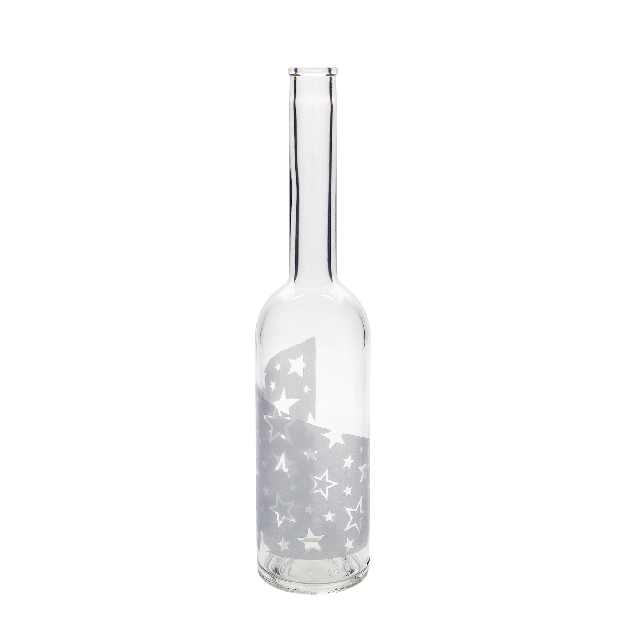 500 ml butelka szklana 'Opera', motyw: srebrne gwiazdki, szyjka: korek 500 ml butelka szklana 'Opera', motyw: srebrne gwiazdki, szyjka: korek