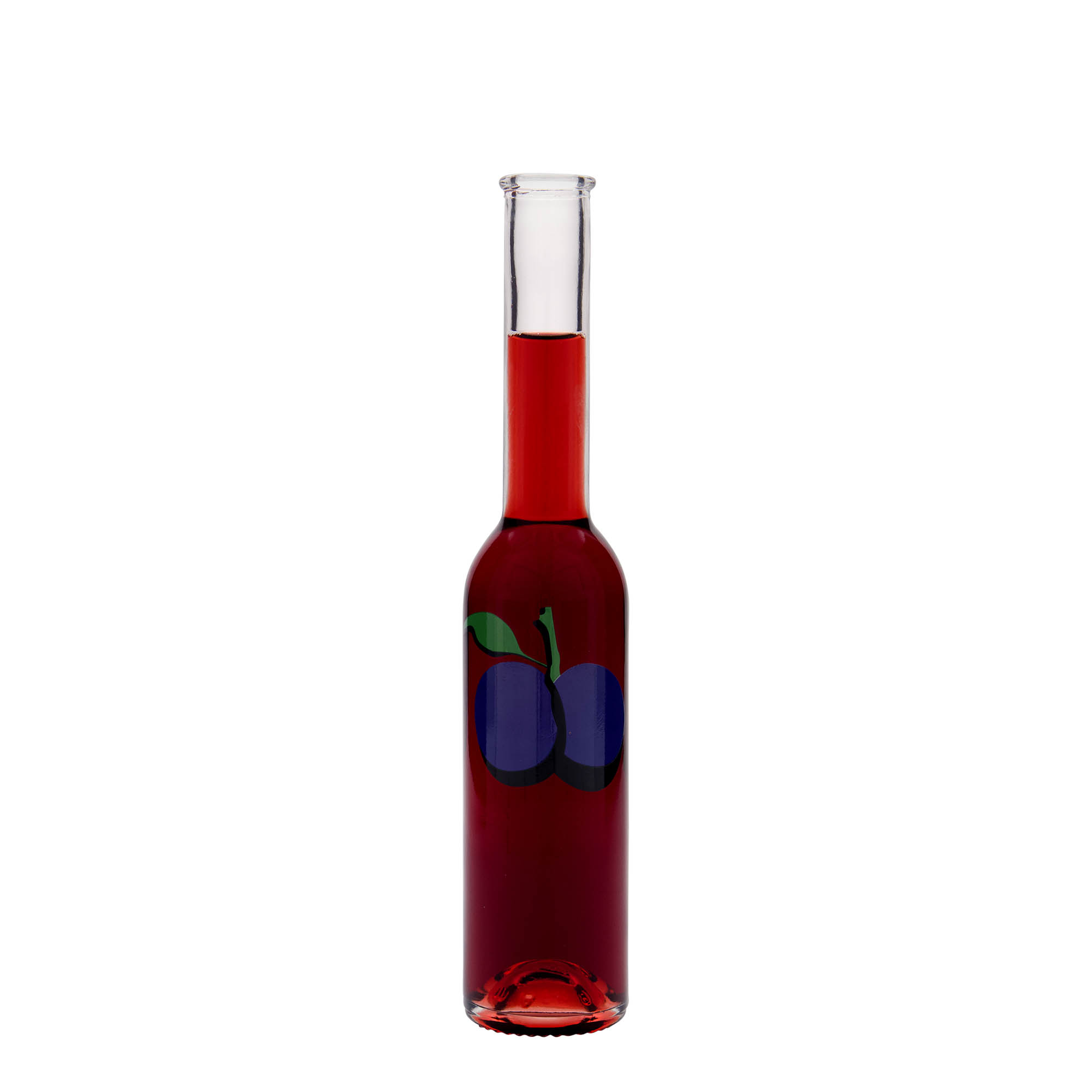 200 ml butelka szklana 'Opera', wzór: śliwka, zamknięcie: korek
