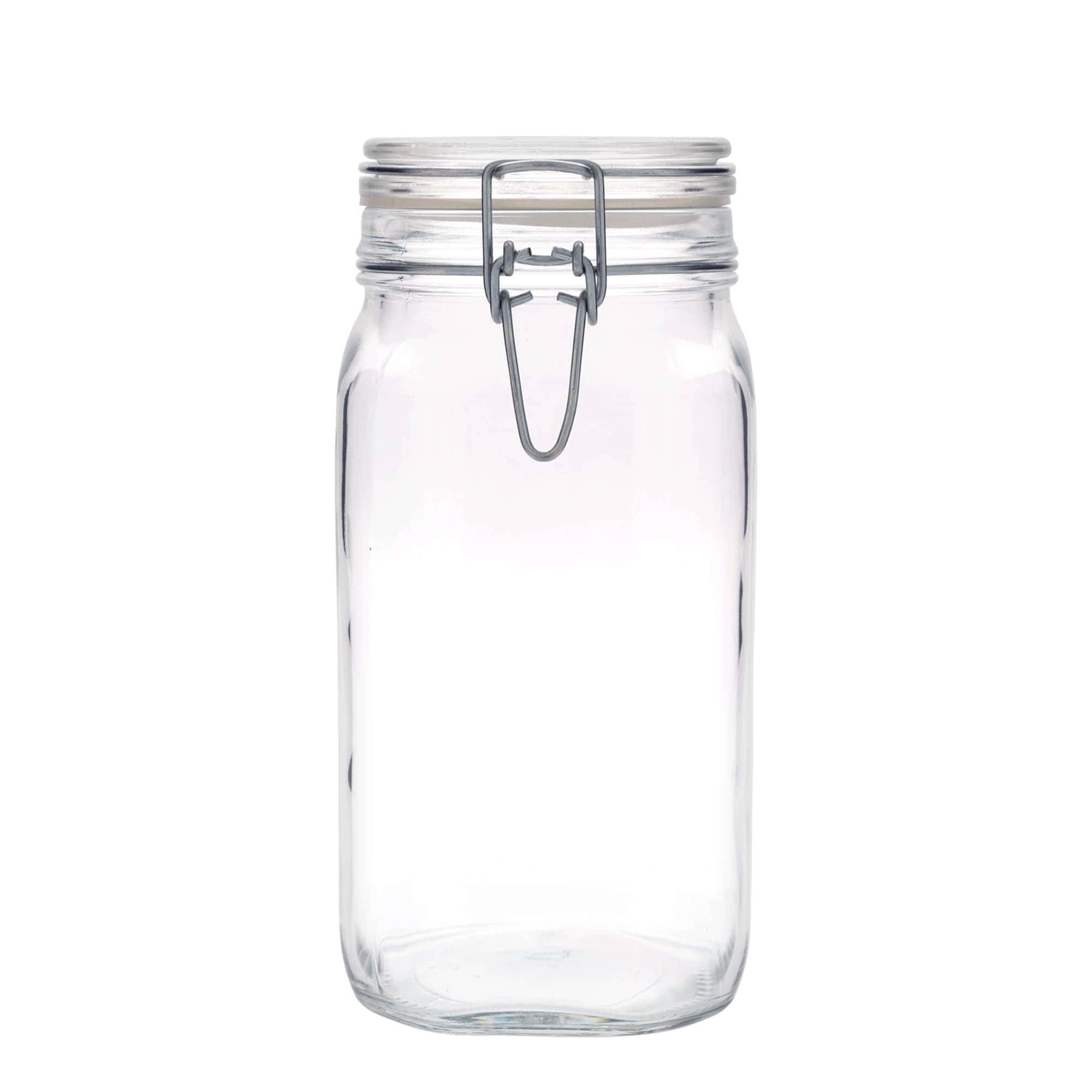 1.500 ml słoik z drucianym zamknięciem „Fido”, kwadratowy, otwór: zamknięcie druciane