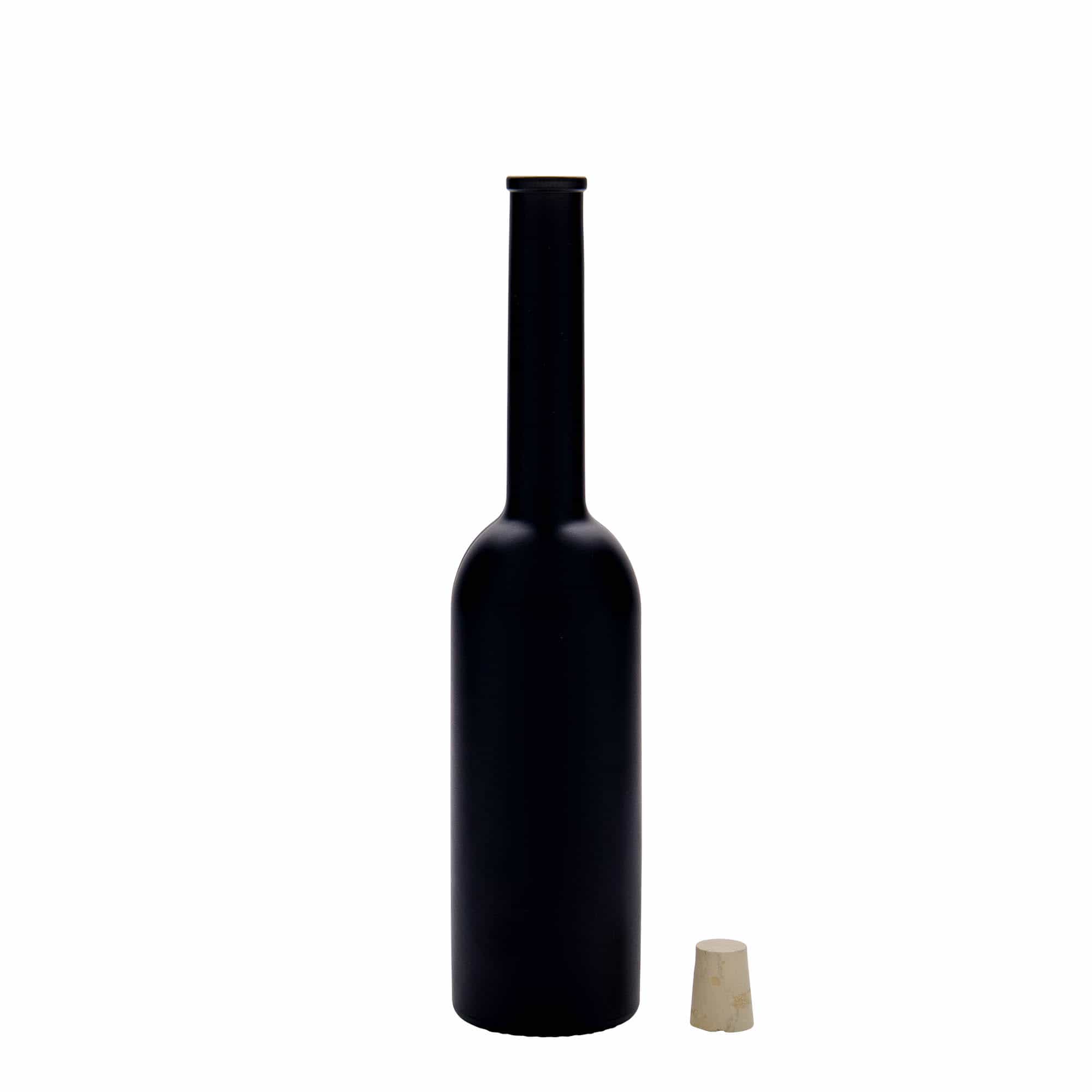 200 ml butelka szklana 'Opera', kolor czarny, zamknięcie: korek