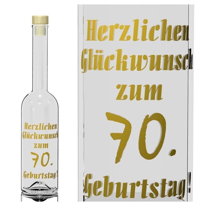 500 ml butelka szklana 'Opera', wzór: 70 lat, zamknięcie: korek