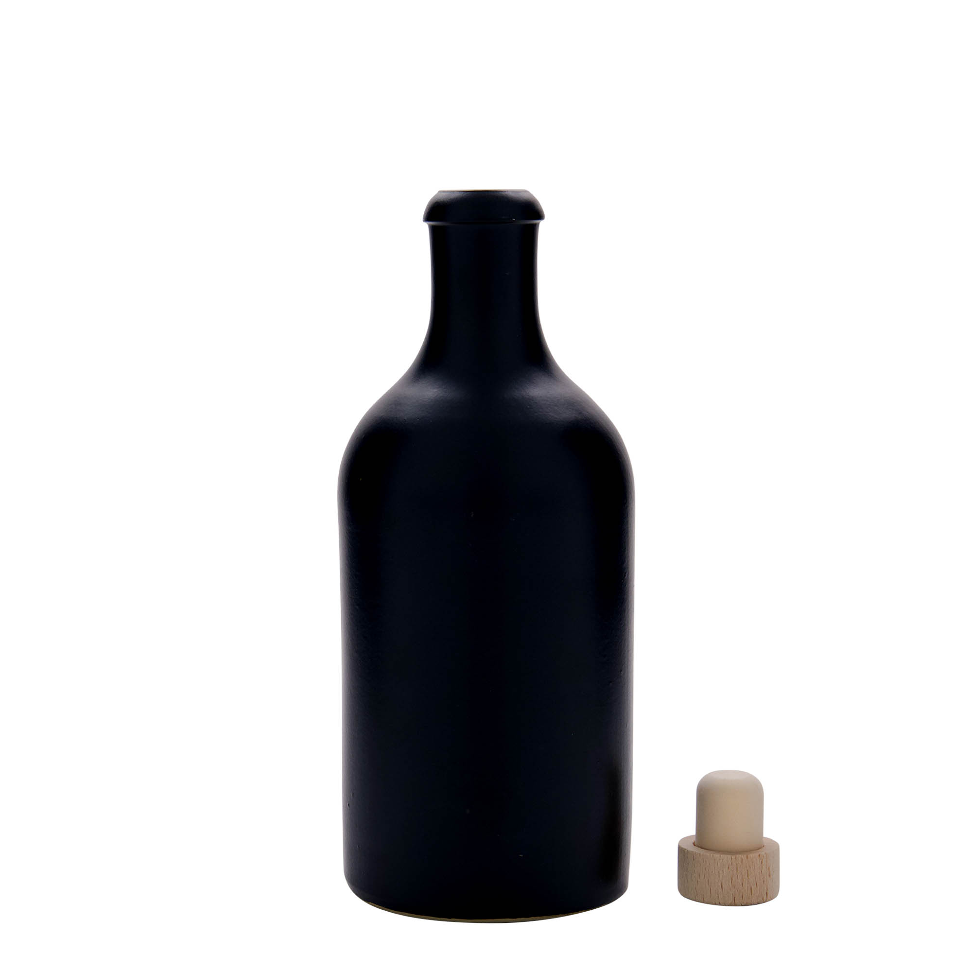 500 ml dzban gliniany, kamionkowy, czarny, wylew: korek