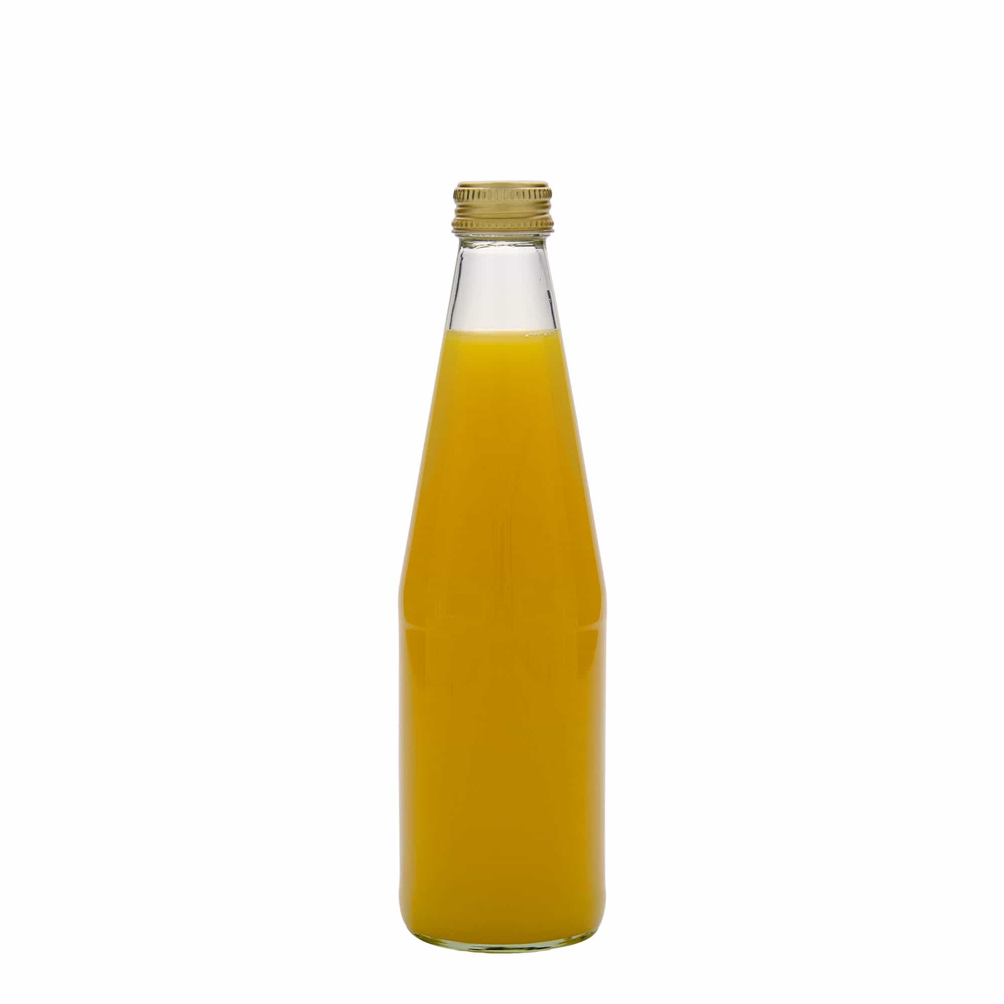 330 ml uniwersalna butelka w kształcie marchewki, szkło, gwint: PP 28
