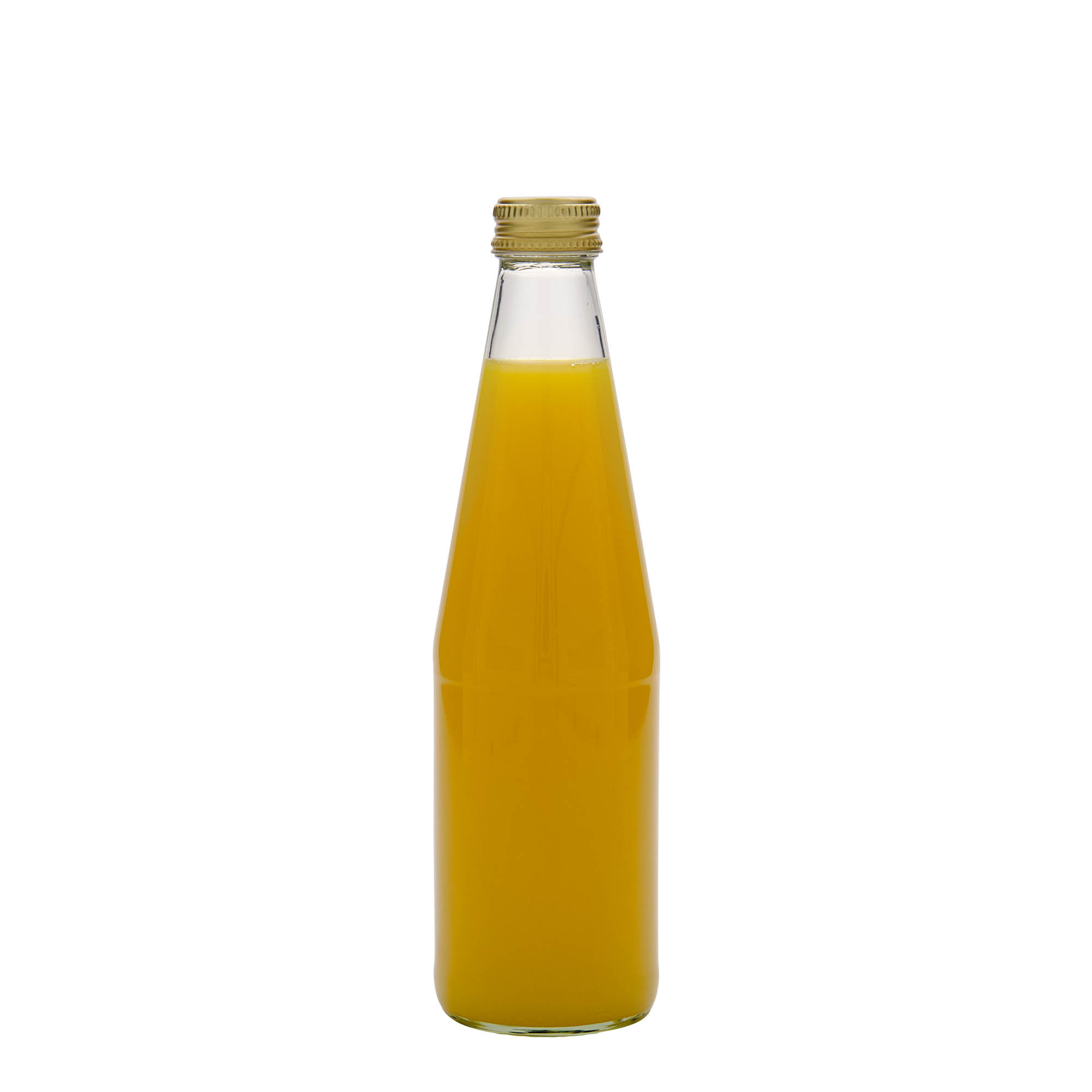 330 ml uniwersalna butelka w kształcie marchewki, szkło, gwint: PP 28