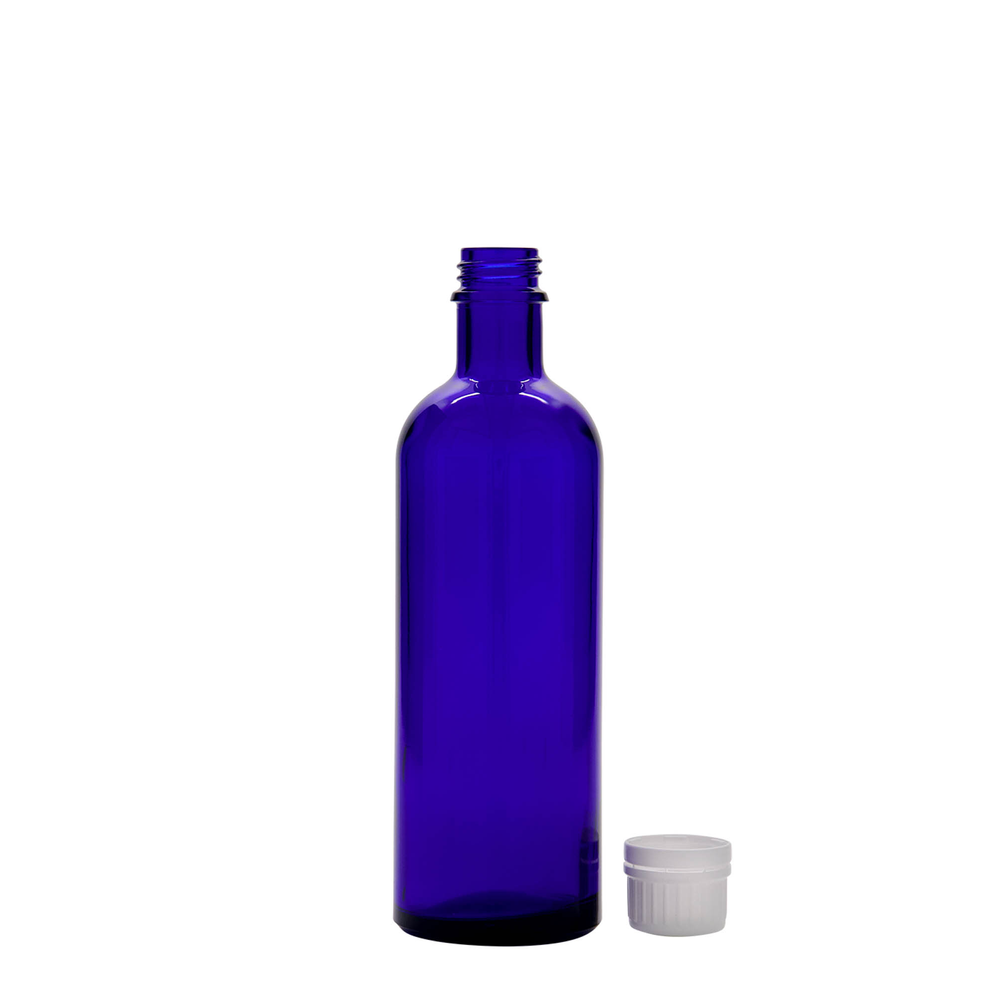 200 ml butelka medyczna, szkło, królewski niebieski, wylot: DIN 22