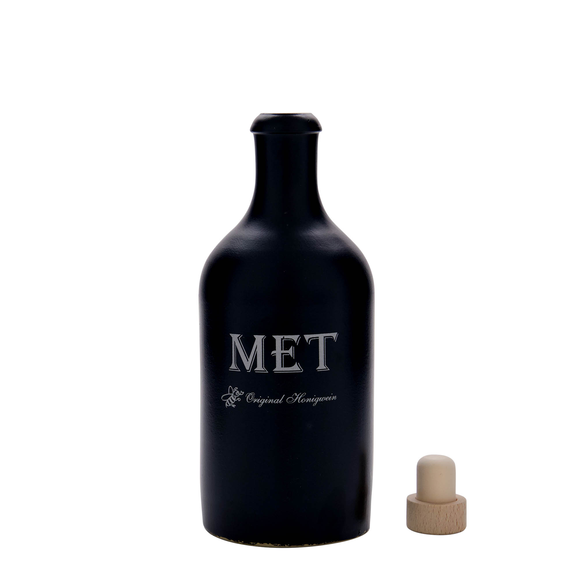 500 ml dzbanek do piwa, motyw: miód pitny, kamionka, czarny, wylot: korek 500 ml dzbanek do piwa, motyw: miód pitny, kamionka, czarny, wylot: korek