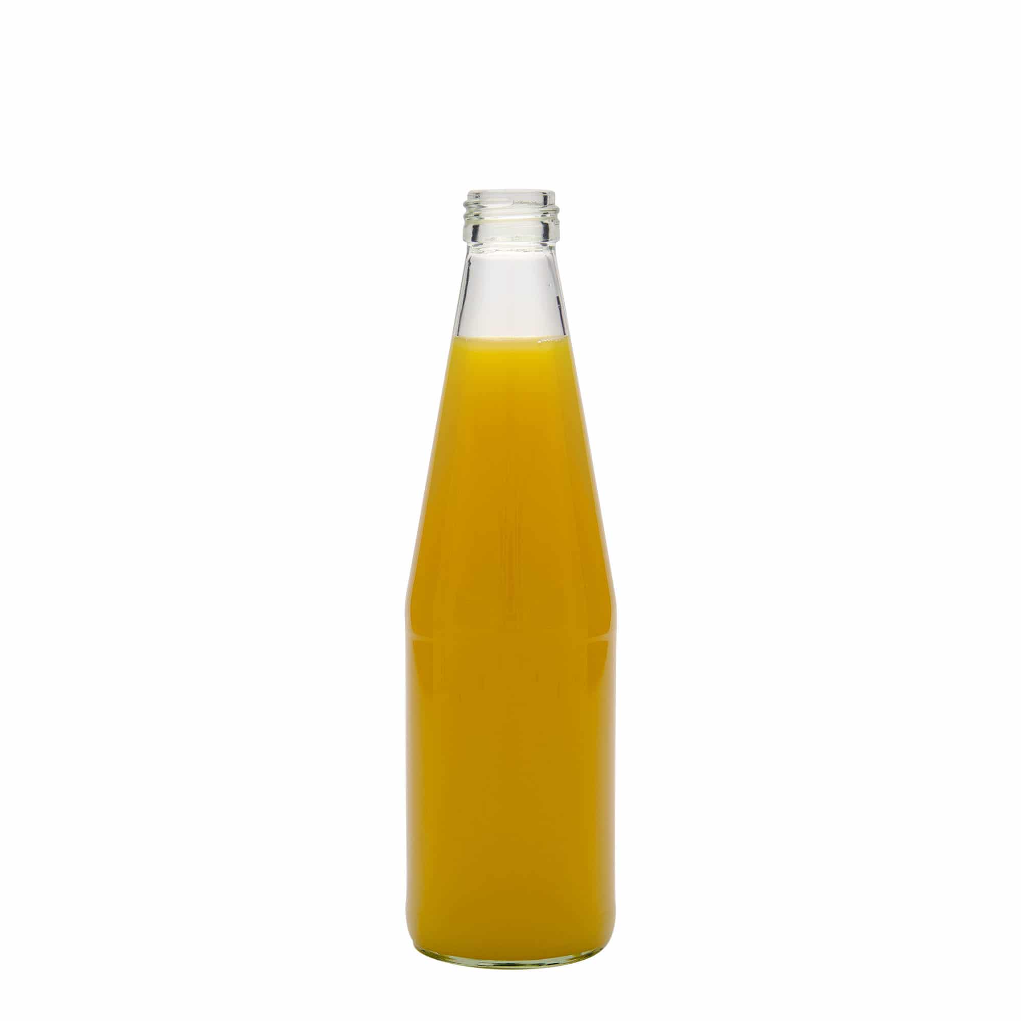 330 ml butelka uniwersalna o kształcie marchewki, szkło, zamknięcie: PP 28