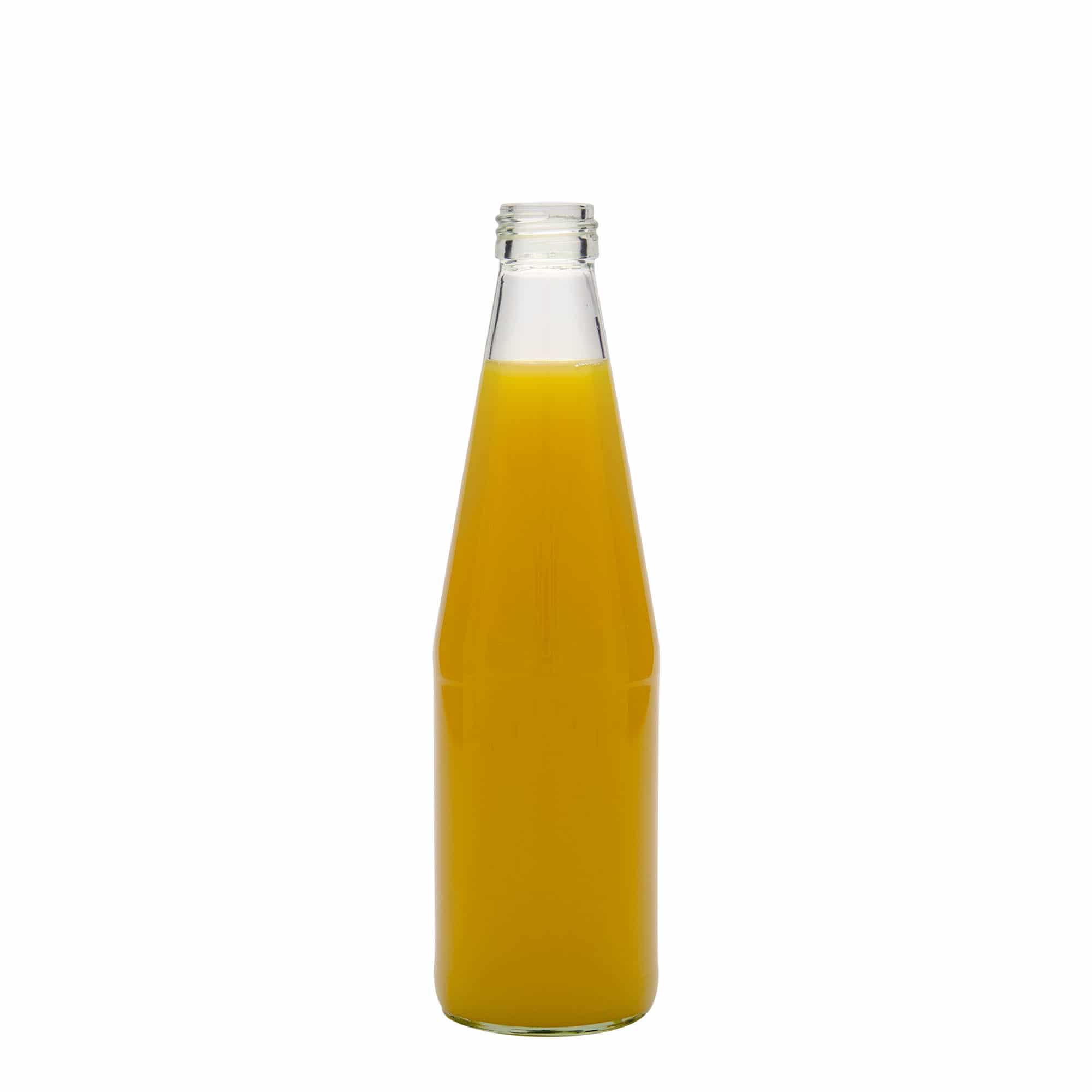 330 ml uniwersalna butelka w kształcie marchewki, szkło, gwint: PP 28