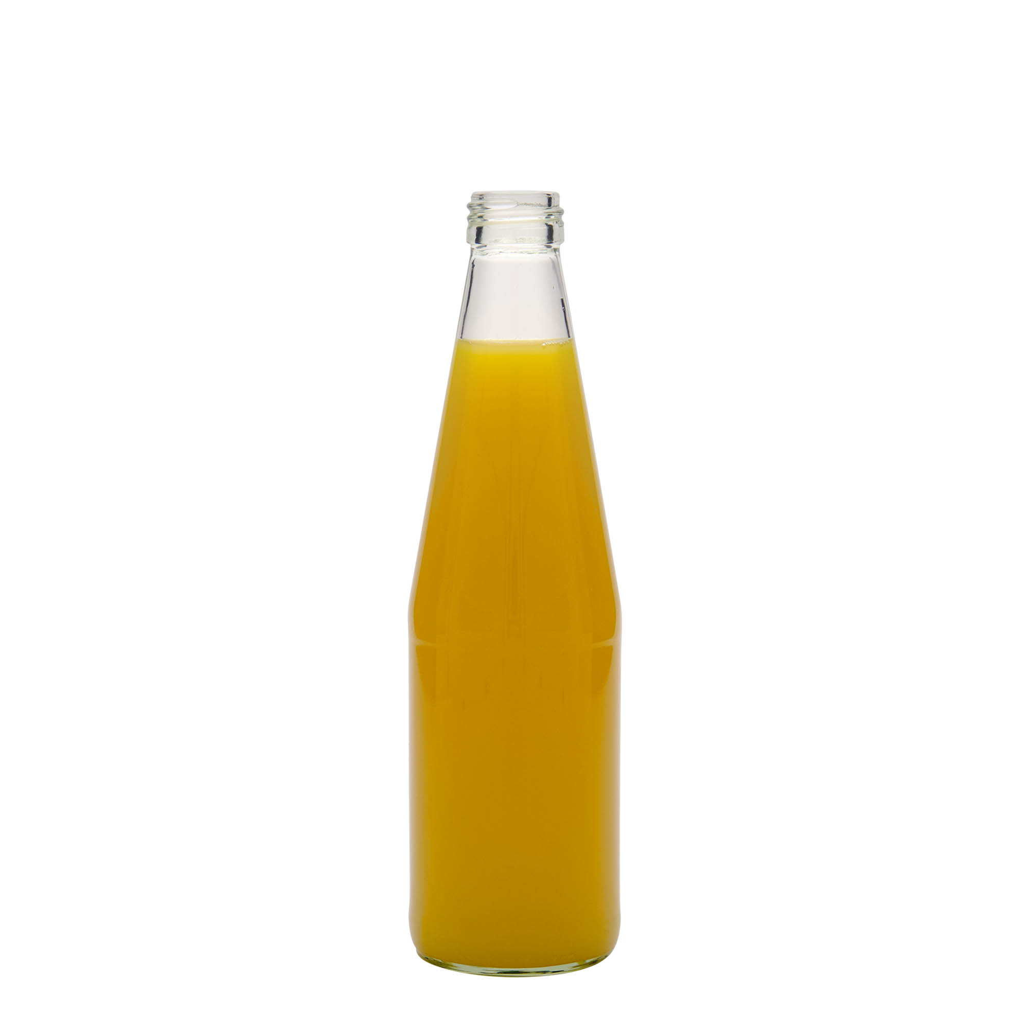 330 ml uniwersalna butelka w kształcie marchewki, szkło, gwint: PP 28