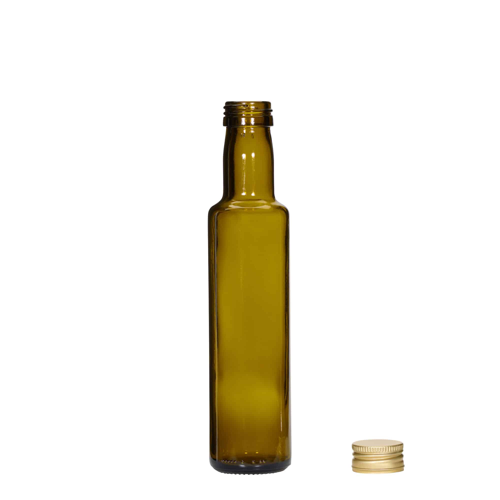 250 ml butelka szklana 'Dorica', kolor zielony antyczny, zamknięcie: PP 31,5