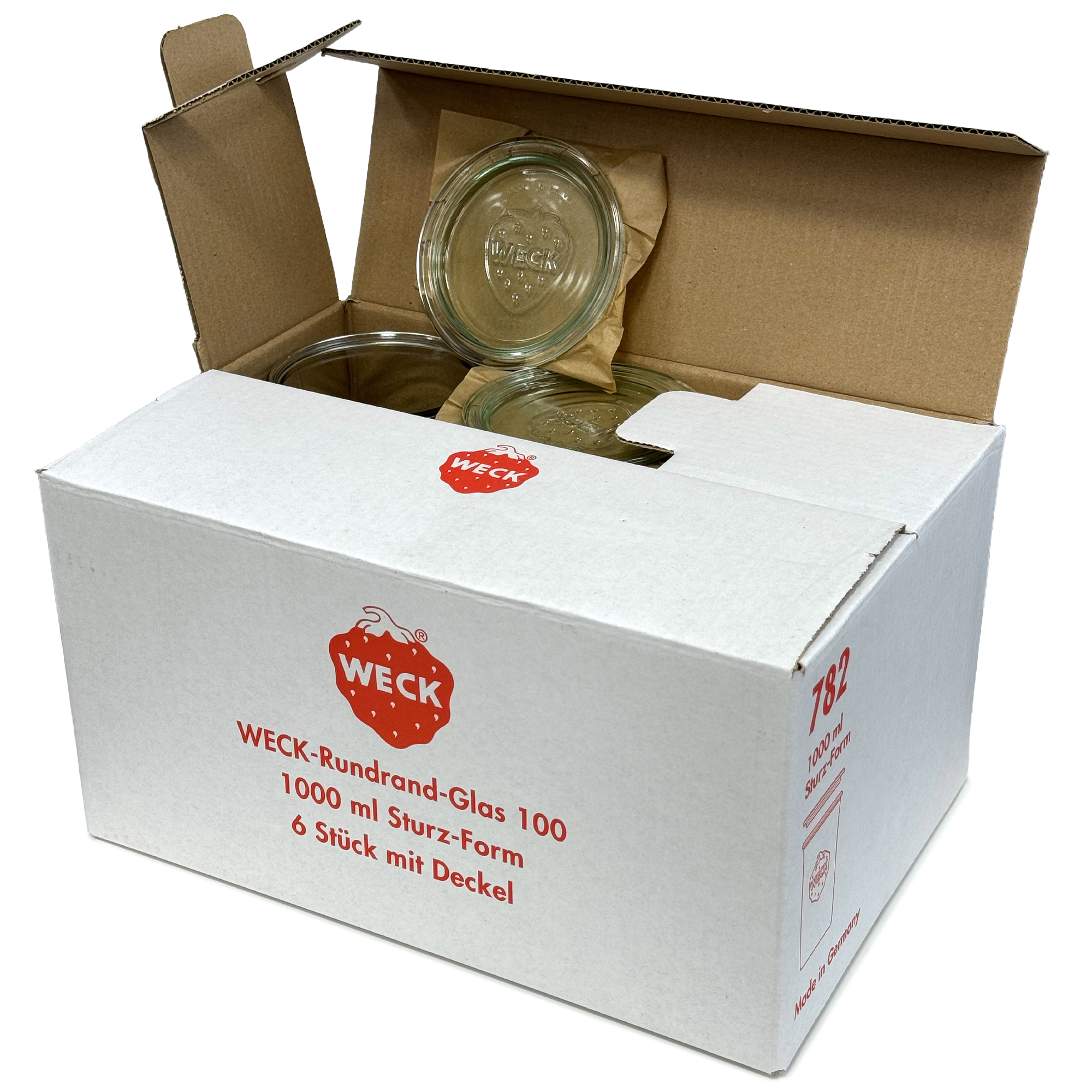 6x 1000 ml słoik WECK typu Sturz z szklanym wieczkiem RR 100