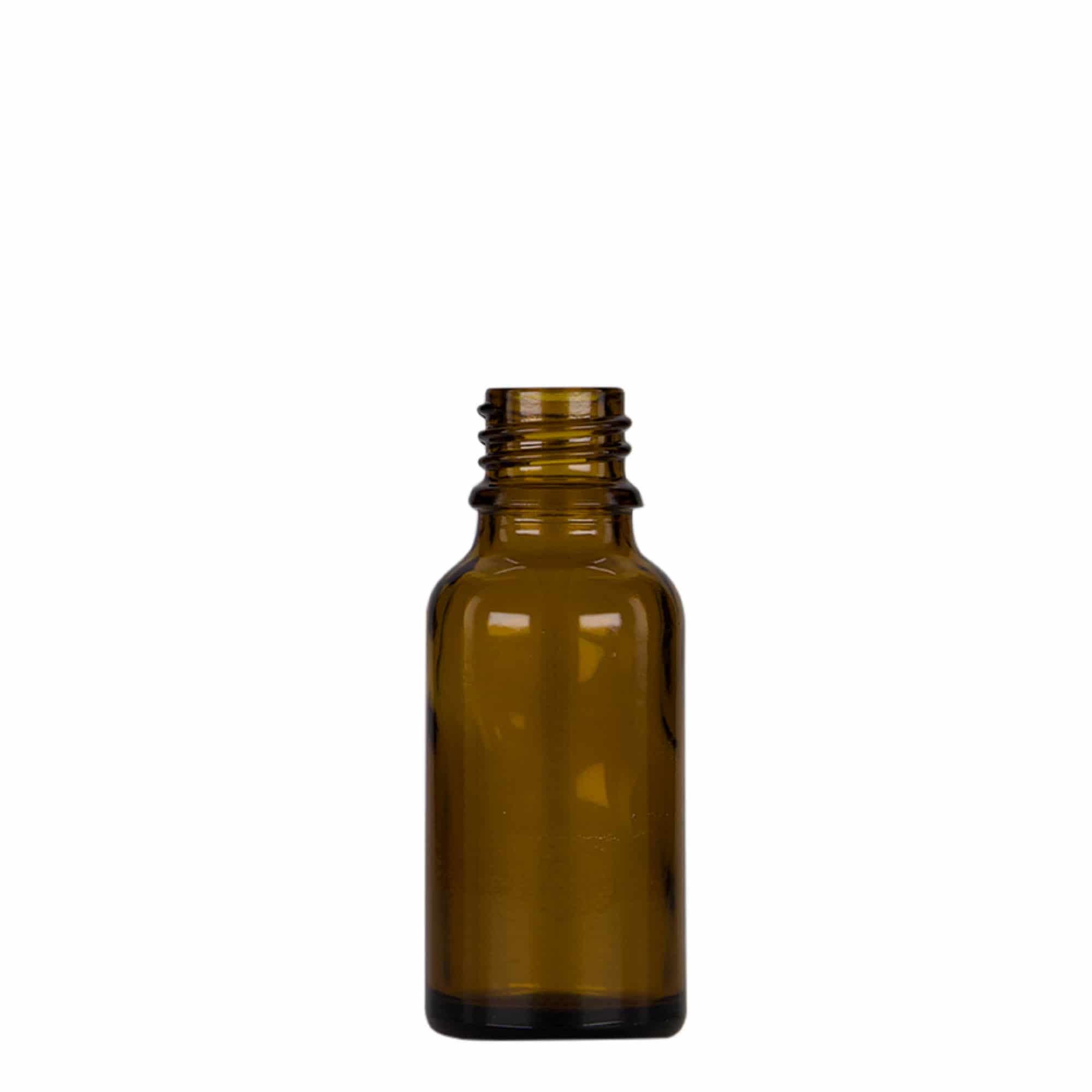 20 ml butelka z pipetą, medyczna, szkło, brązowo-czarna, gwint: DIN 18 20 ml butelka z pipetą, medyczna, szkło, brązowo-czarna, gwint: DIN 18