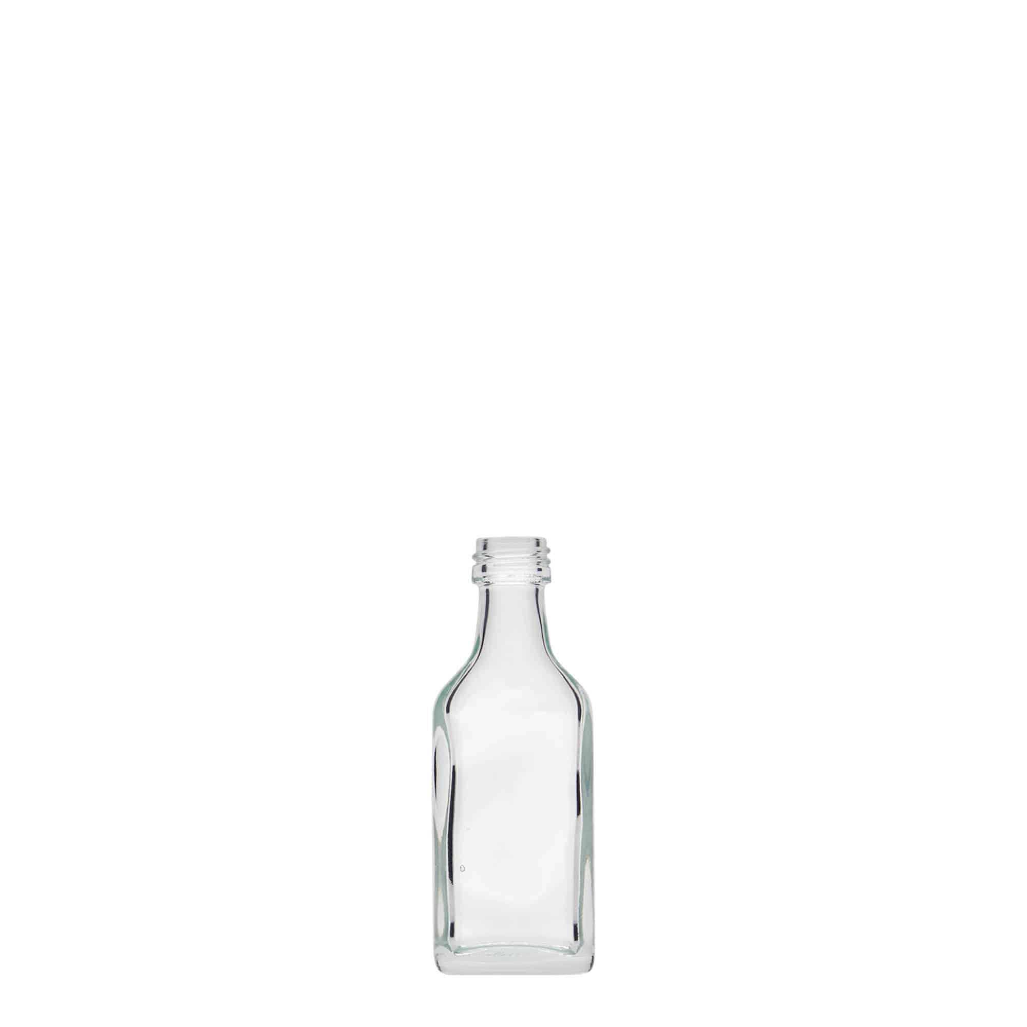 20 ml butelka kieszonkowa, prostokątna, szkło, szyjka: PP 18