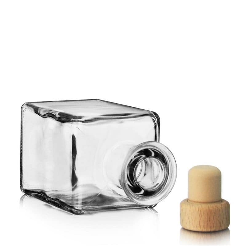 200 ml butelka szklana 'Kubica', kwadratowa, zamknięcie: korek