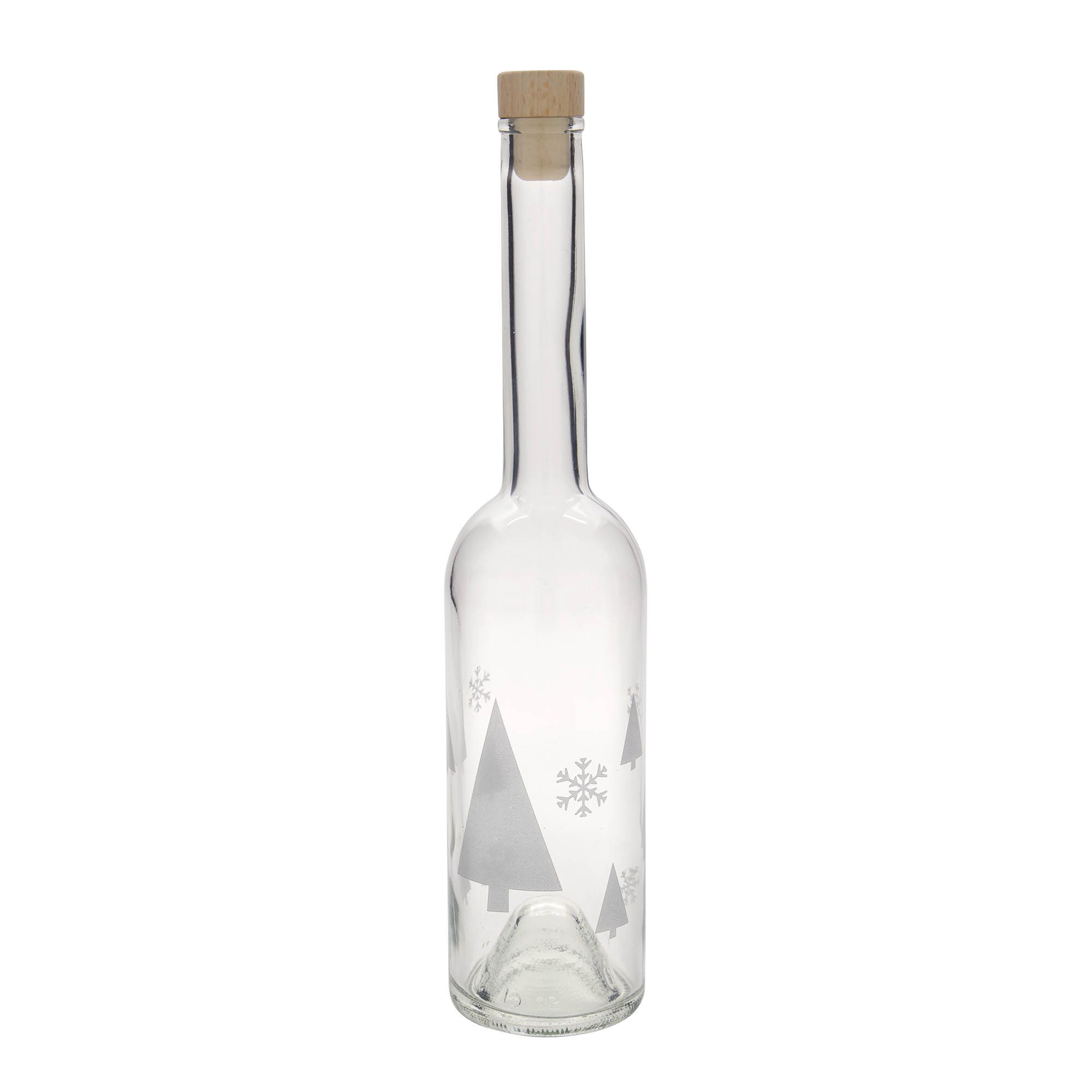 500 ml butelka szklana „Opera”, motyw: płatki śniegu, szyjka: korek