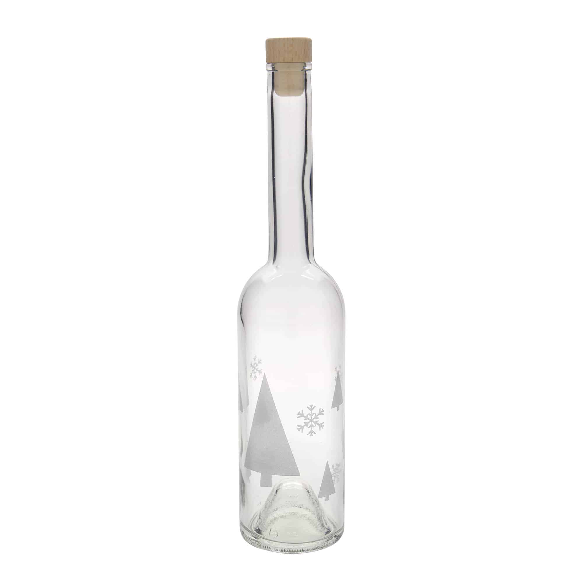 500 ml butelka szklana „Opera”, motyw: płatki śniegu, szyjka: korek