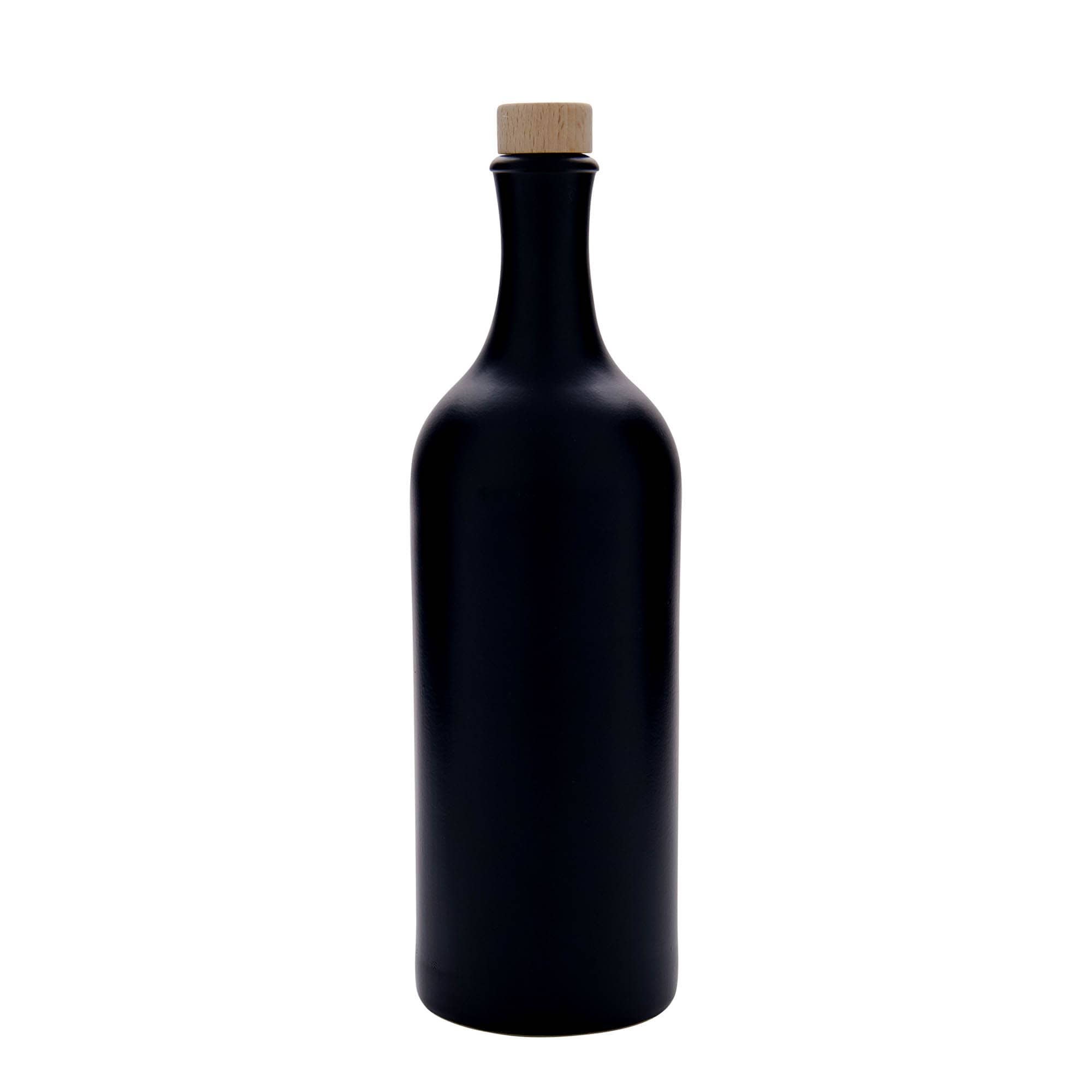 750 ml gliniany dzbanek z długą szyjką, kamionka, kolor czarny, zamknięcie: korek