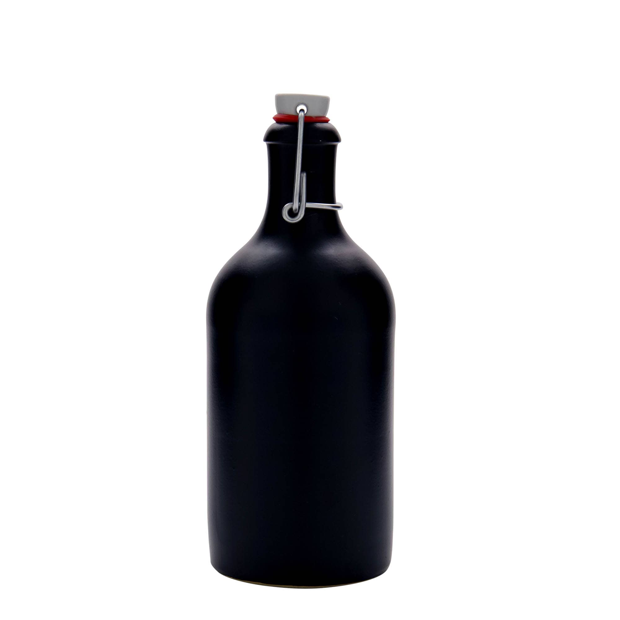 500 ml gliniany dzbanek, kamionka, kolor czarny, zamknięcie: Zamknięcie pałąkowe
