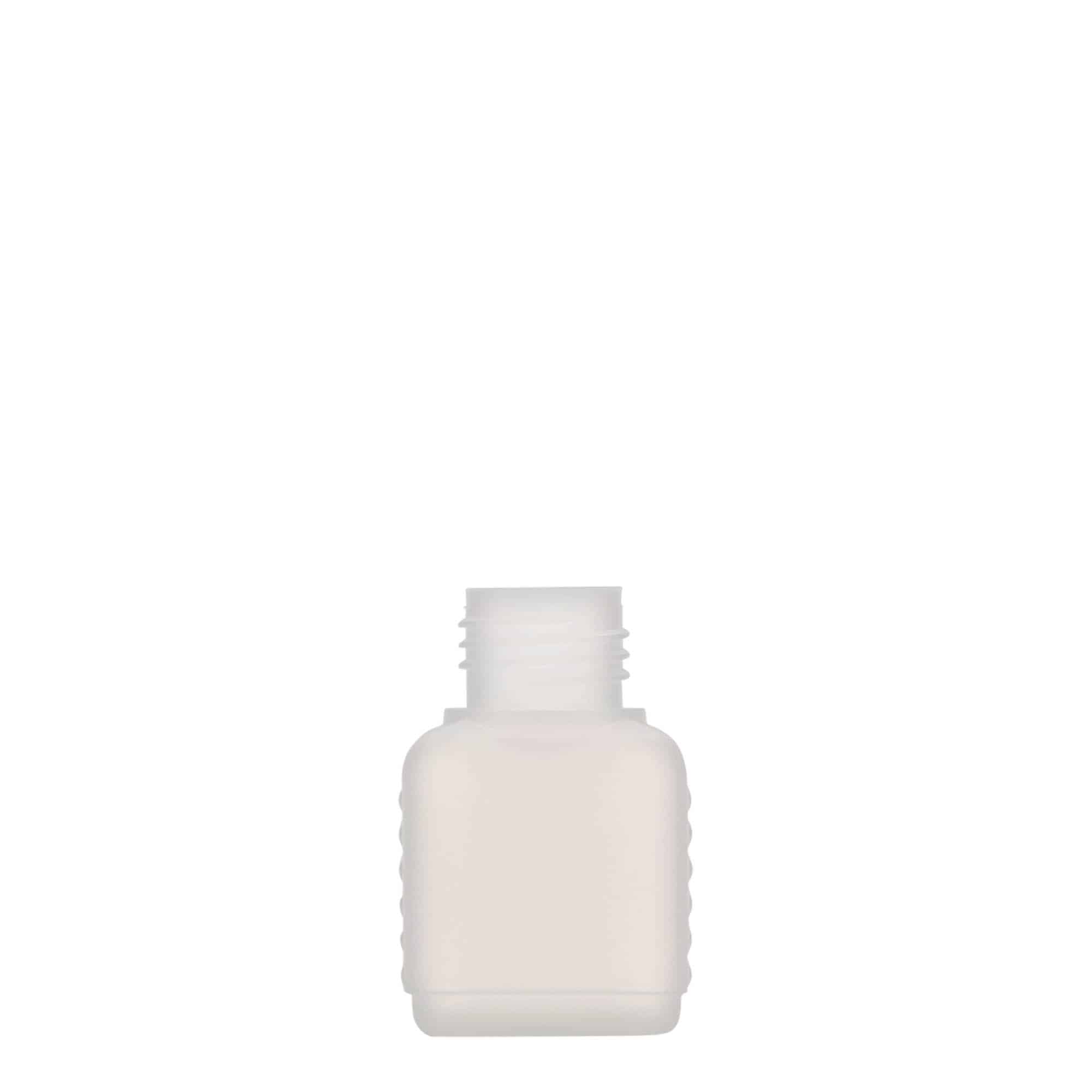 50 ml butelka kanister, prostokątna, tworzywo sztuczne HDPE, kolor naturalny, zamknięcie: DIN 25 50 ml butelka kanister, prostokątna, tworzywo sztuczne HDPE, kolor naturalny, zamknięcie: DIN 25