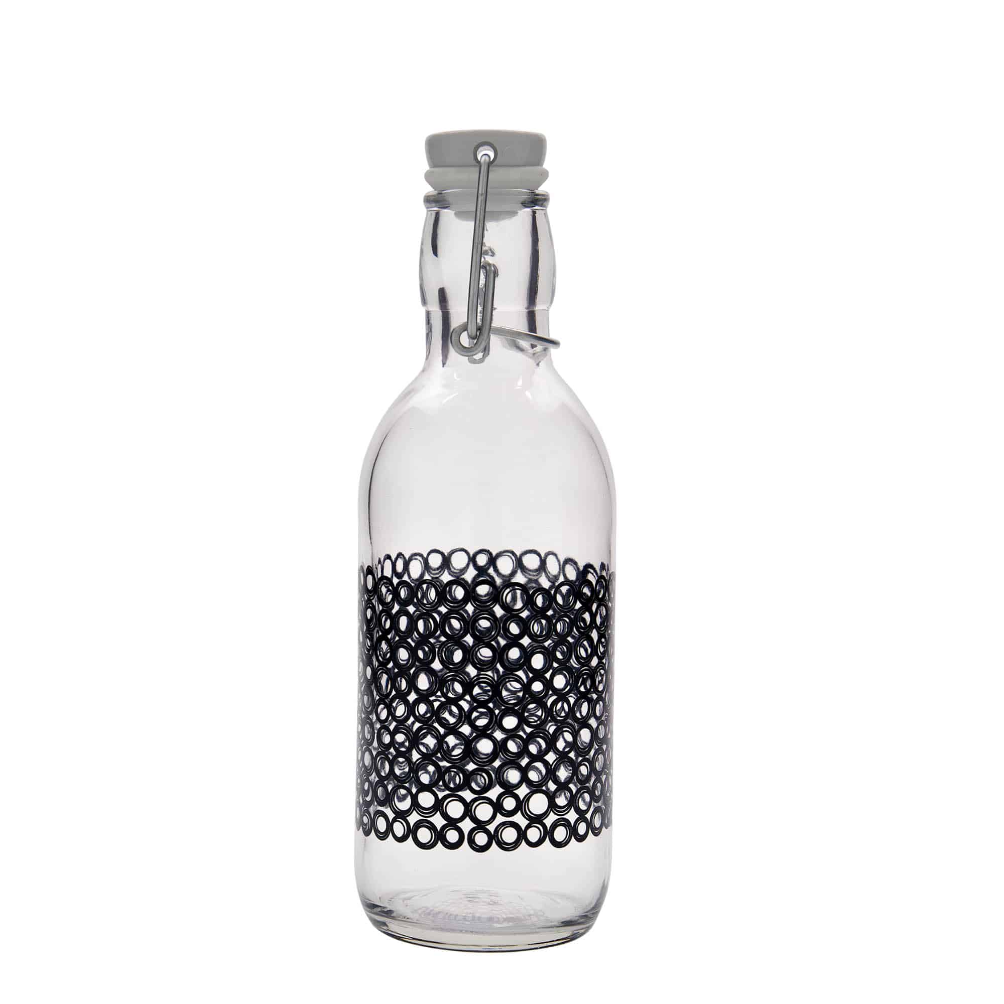 Butelka szklana 500 ml „Emilia”, motyw: Circola nero, korek typu uchwytowego
