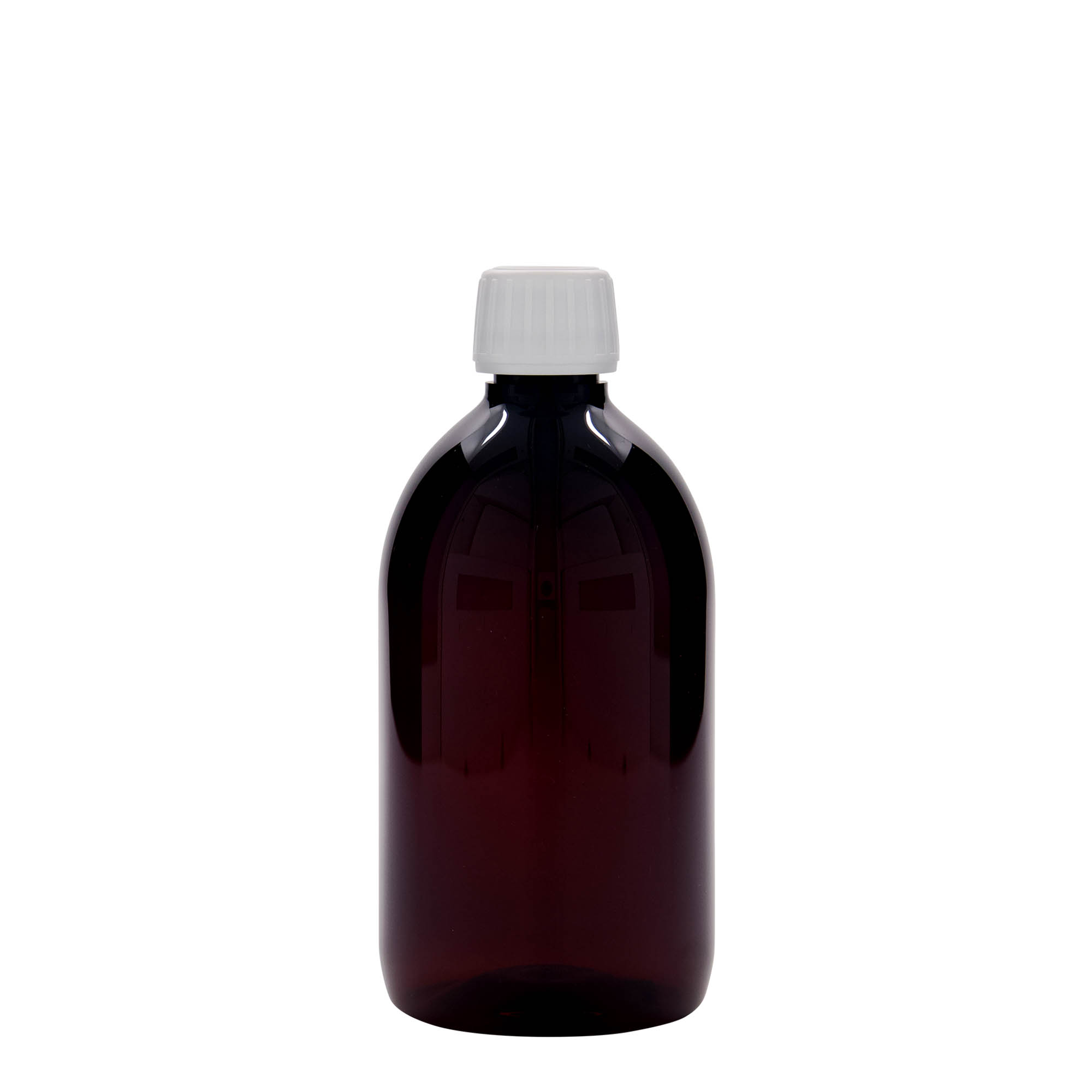 500 ml butelka medyczna PET, brązowa, tworzywo sztuczne, gwint: PP 28