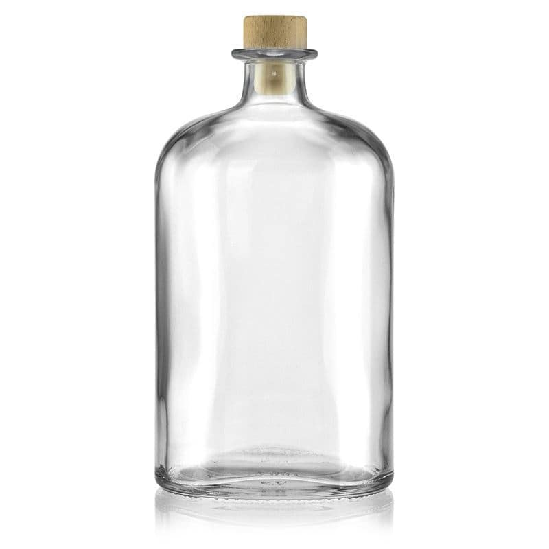 1000 ml butelka szklana 'Dundee', owalna, zamknięcie: korek