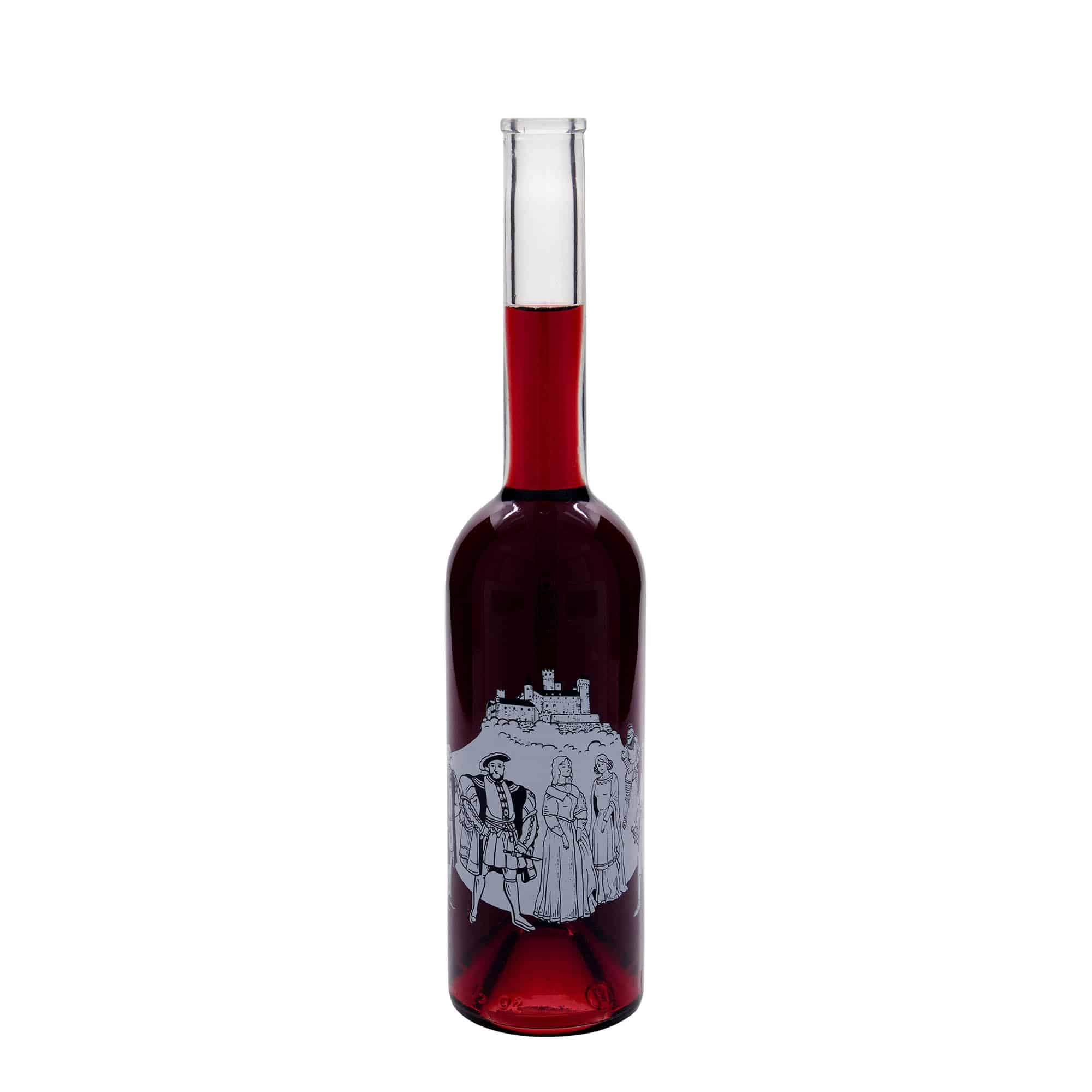 500 ml butelka szklana 'Opera', wzór: średniowiecze, zamknięcie: korek
