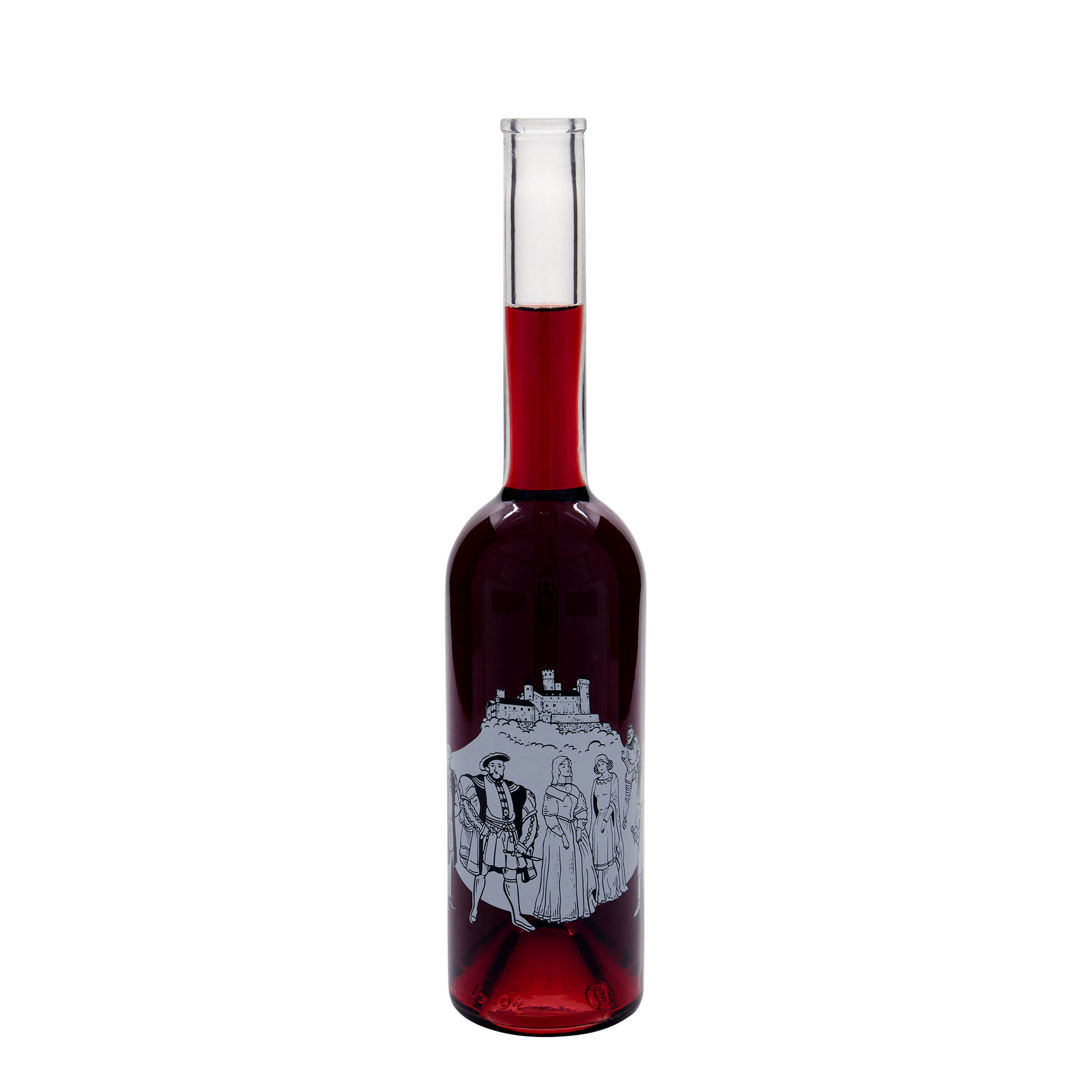 500 ml butelka szklana 'Opera', wzór: średniowiecze, zamknięcie: korek