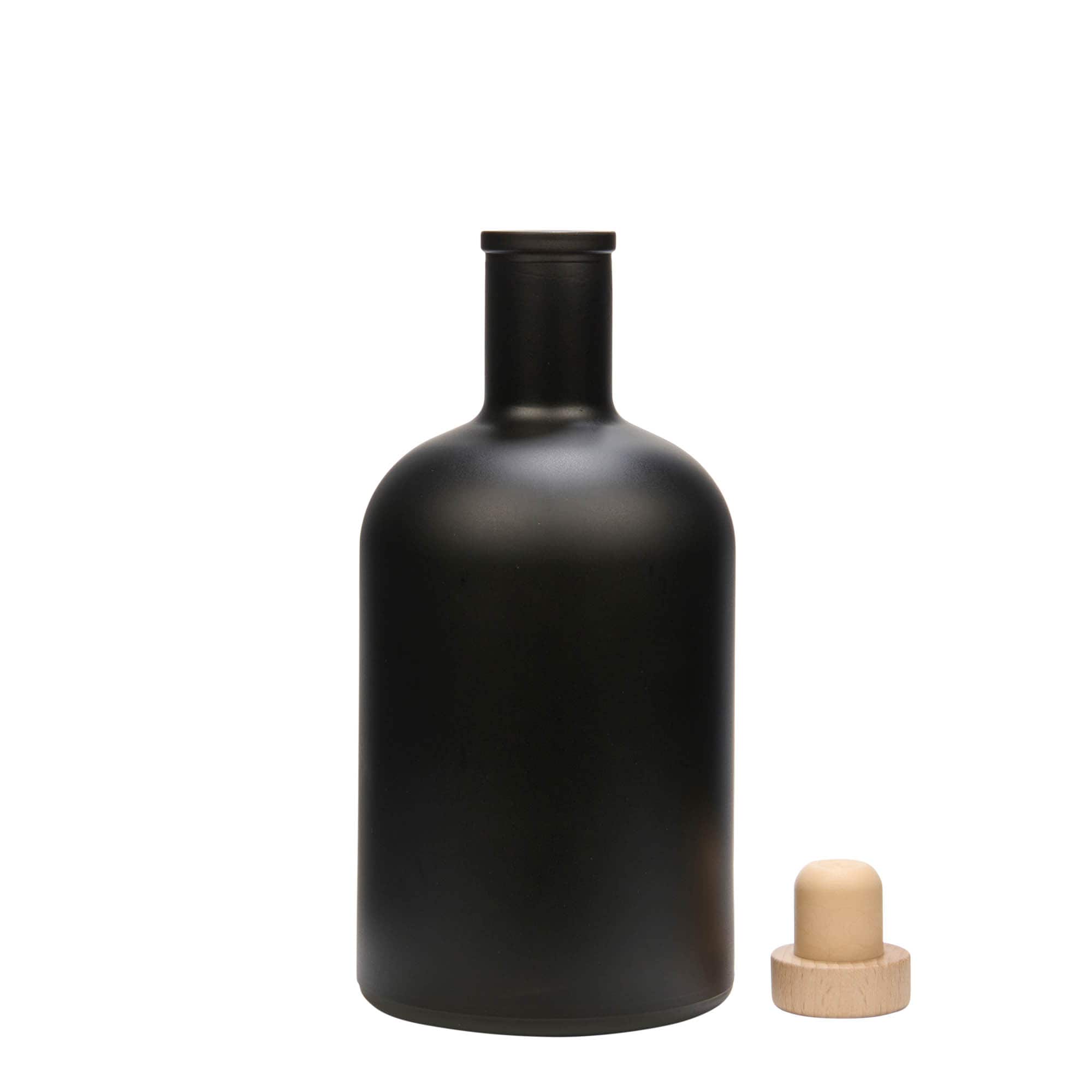 700 ml butelka szklana 'Gerardino', czarna, szyjka: korek