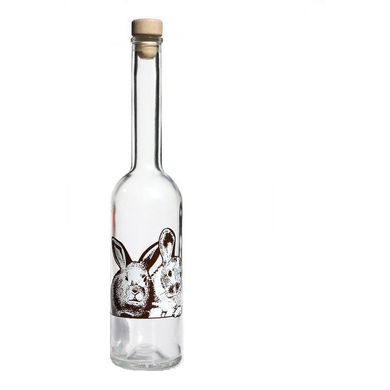 500 ml butelka szklana 'Opera', motyw: królik, szyjka: korek 500 ml butelka szklana 'Opera', motyw: królik, szyjka: korek