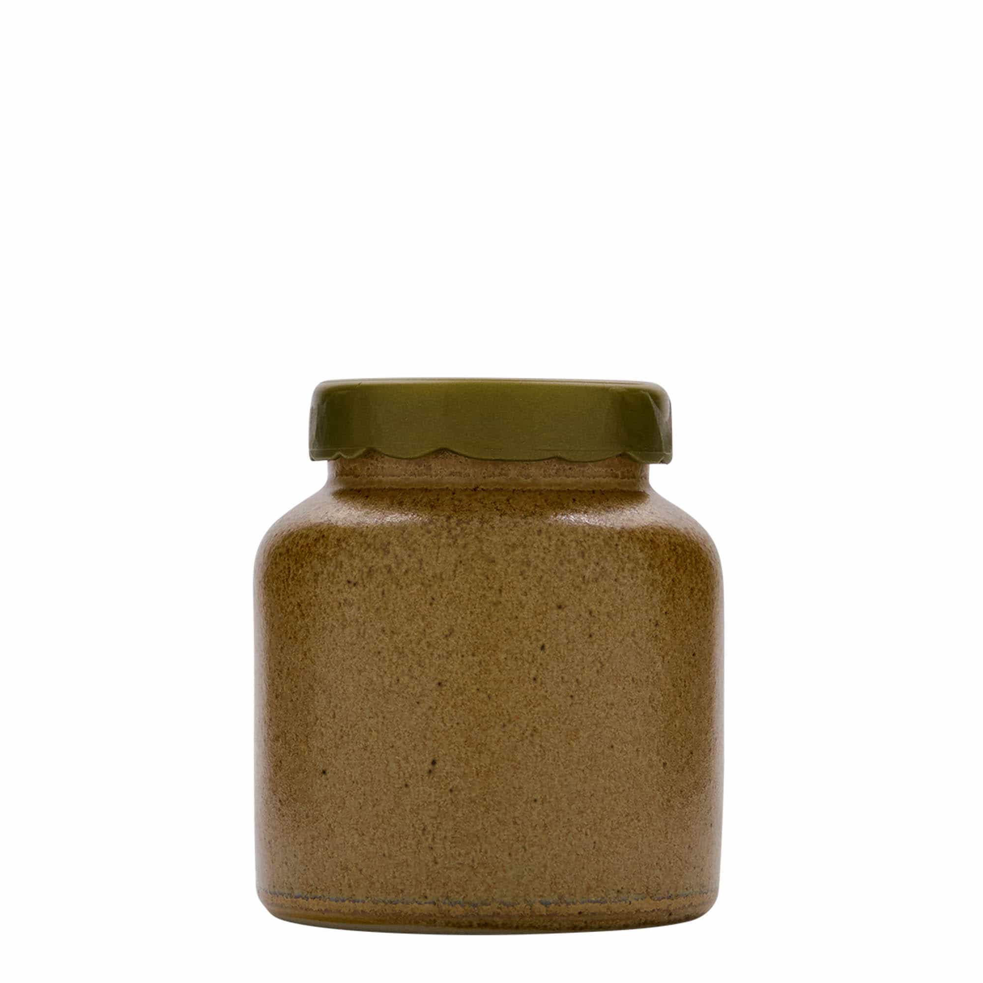 270 ml słoiczek kamionkowy, ceramika, kolor brązowo-kryształowy, zamknięcie: wieczko